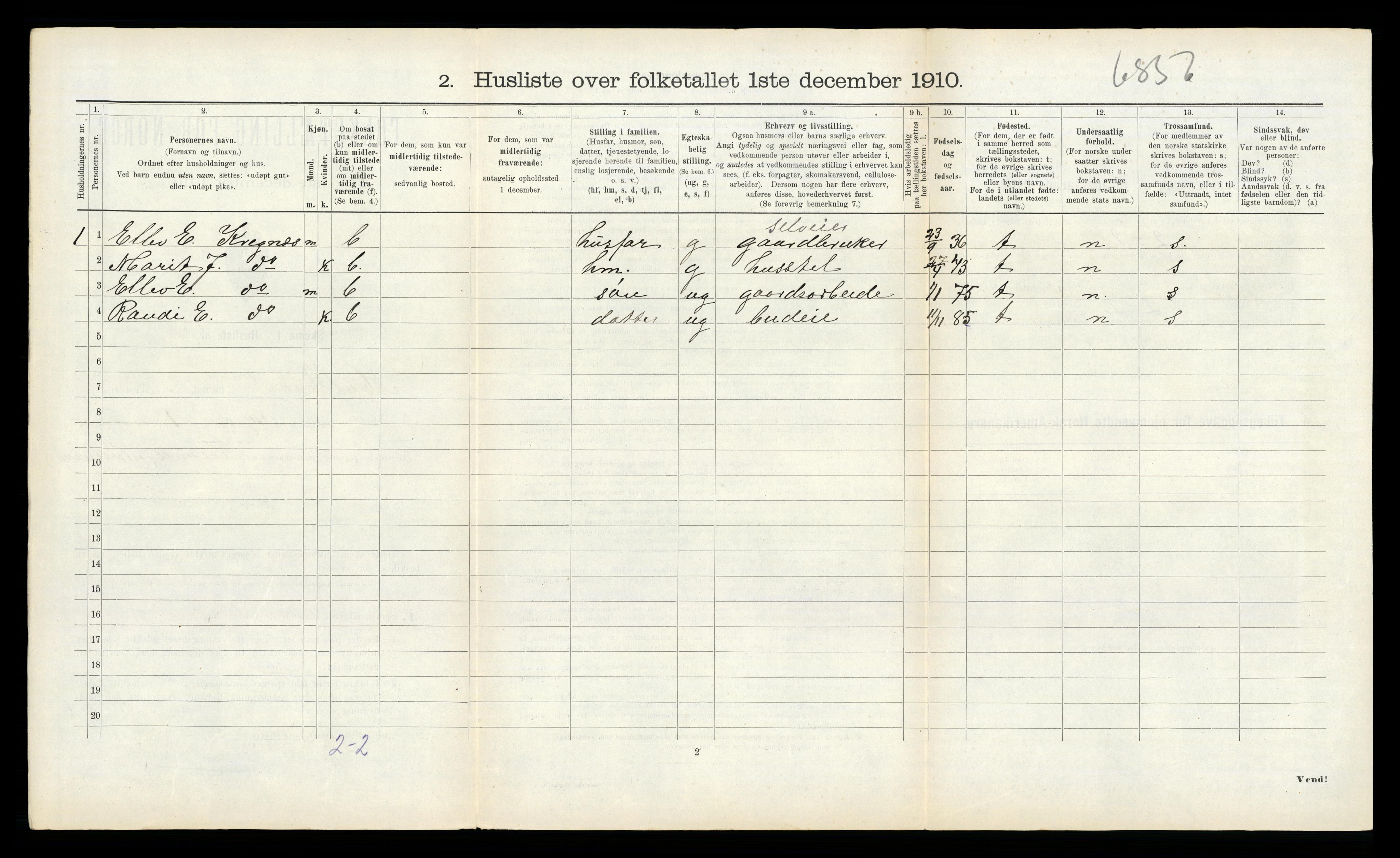 RA, 1910 census for Melhus, 1910, p. 505