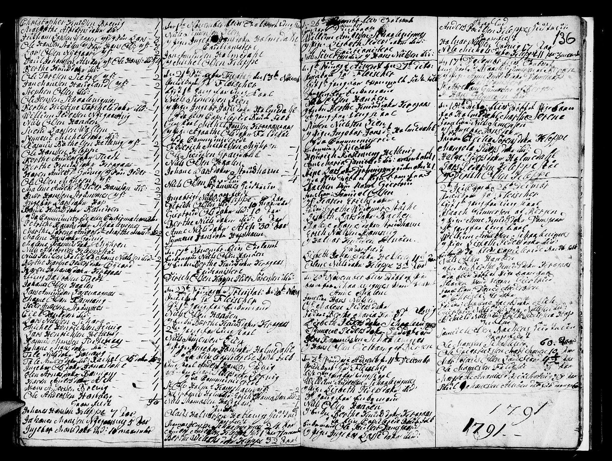 Askøy Sokneprestembete, SAB/A-74101/H/Ha/Hab/Haba/L0001: Parish register (copy) no. A 1, 1775-1792, p. 136