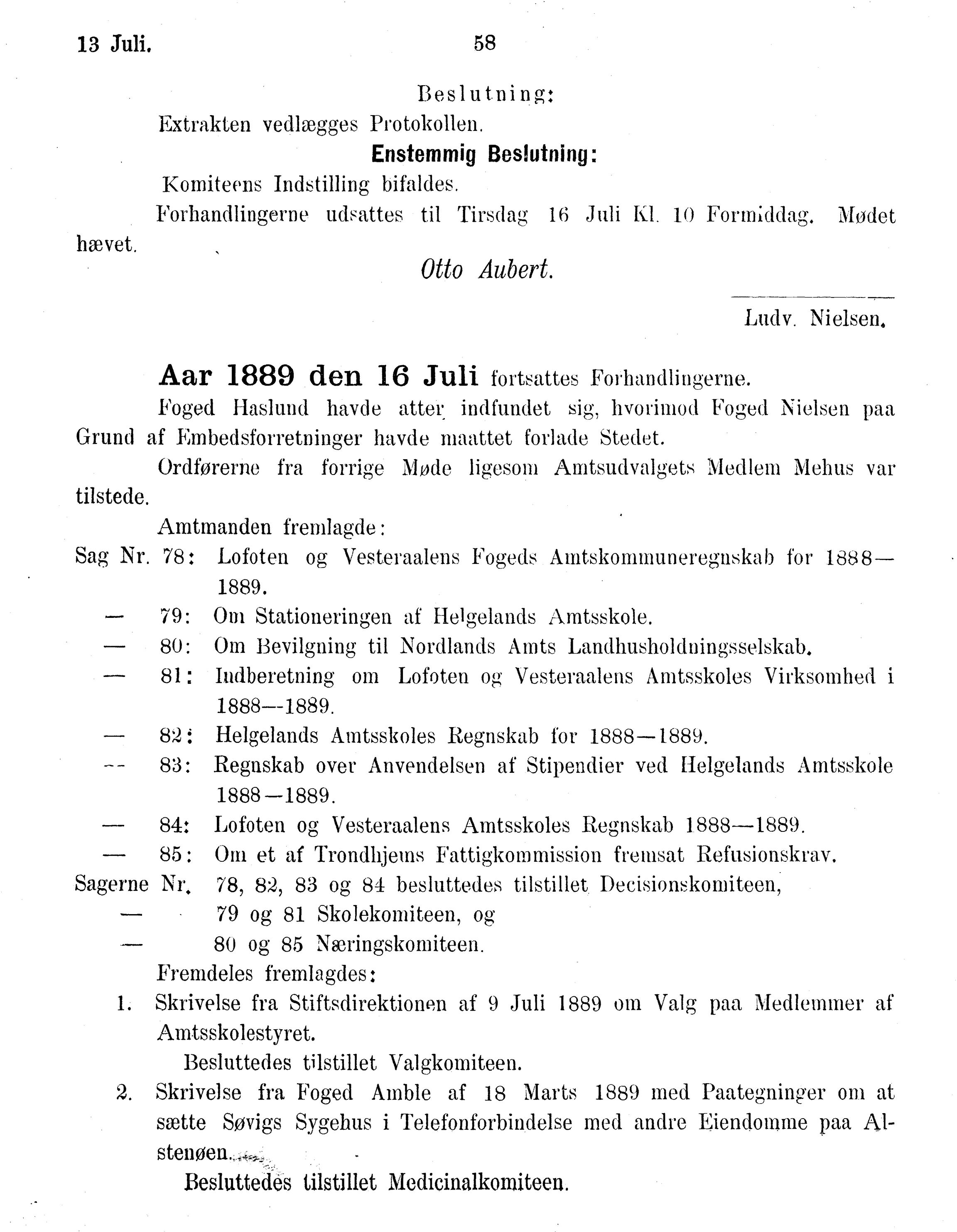 Nordland Fylkeskommune. Fylkestinget, AIN/NFK-17/176/A/Ac/L0015: Fylkestingsforhandlinger 1886-1890, 1886-1890, p. 58