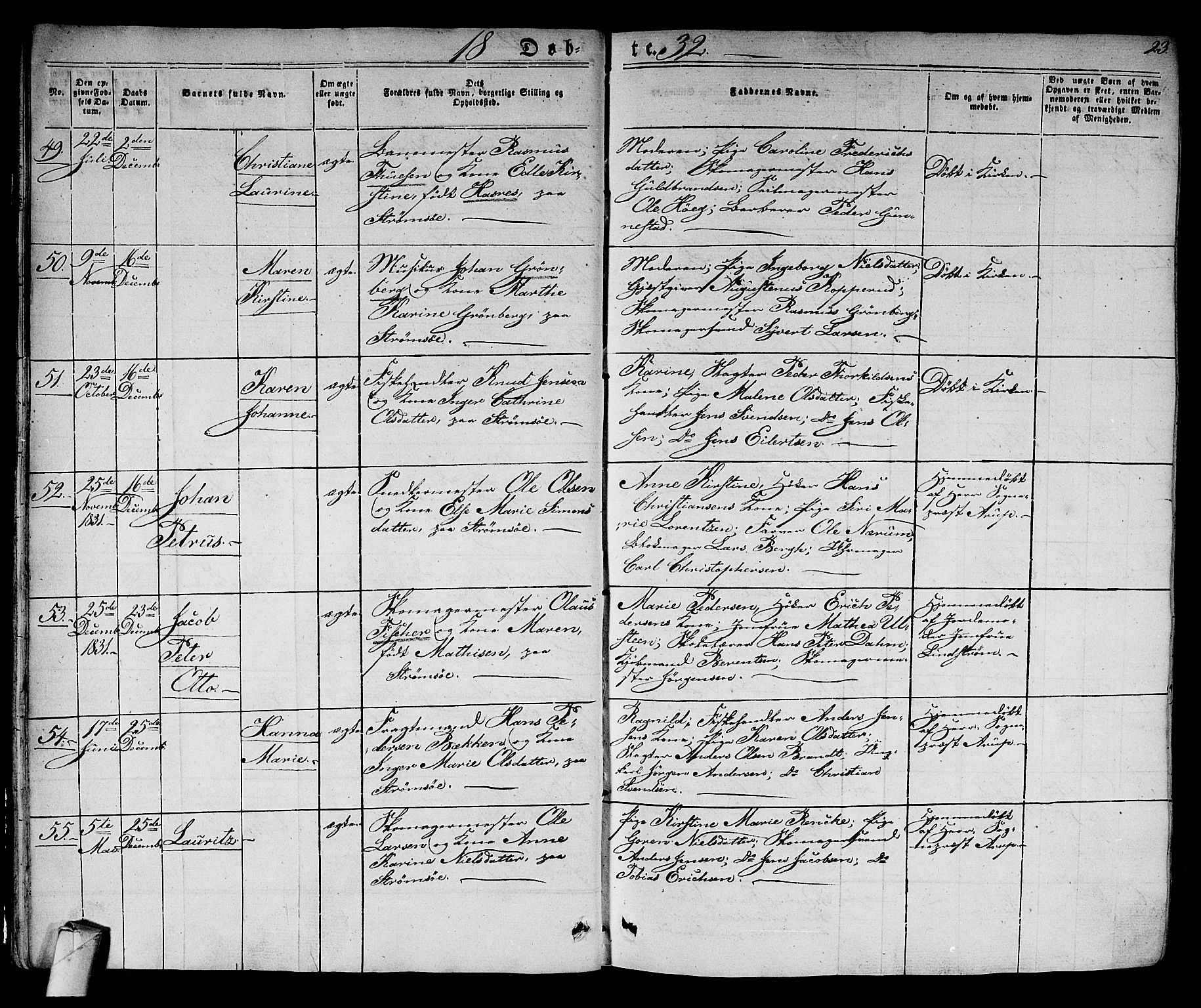 Strømsø kirkebøker, SAKO/A-246/F/Fa/L0012: Parish register (official) no. I 12, 1830-1847, p. 23