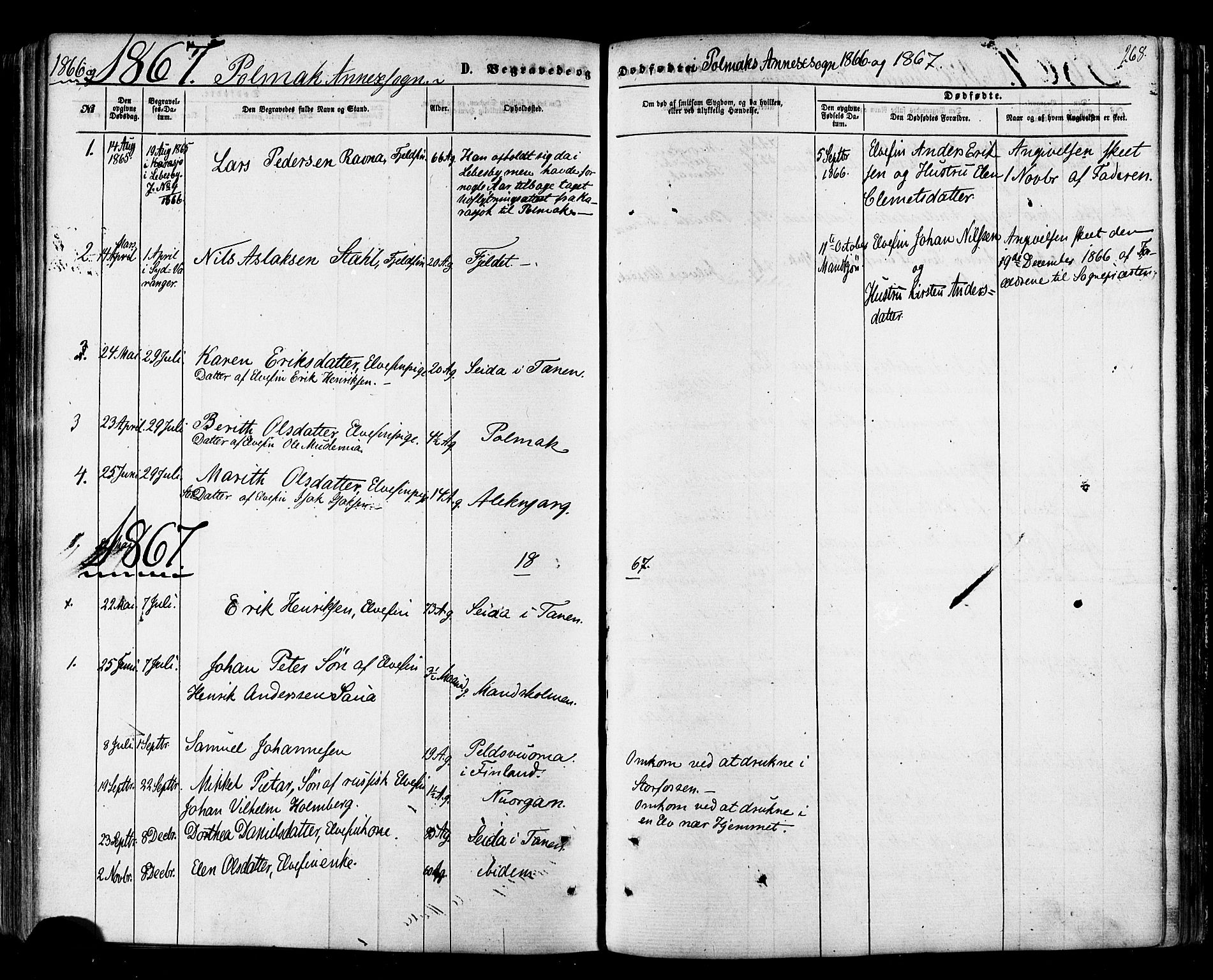 Nesseby sokneprestkontor, SATØ/S-1330/H/Ha/L0003kirke: Parish register (official) no. 3 /2, 1866-1876, p. 268