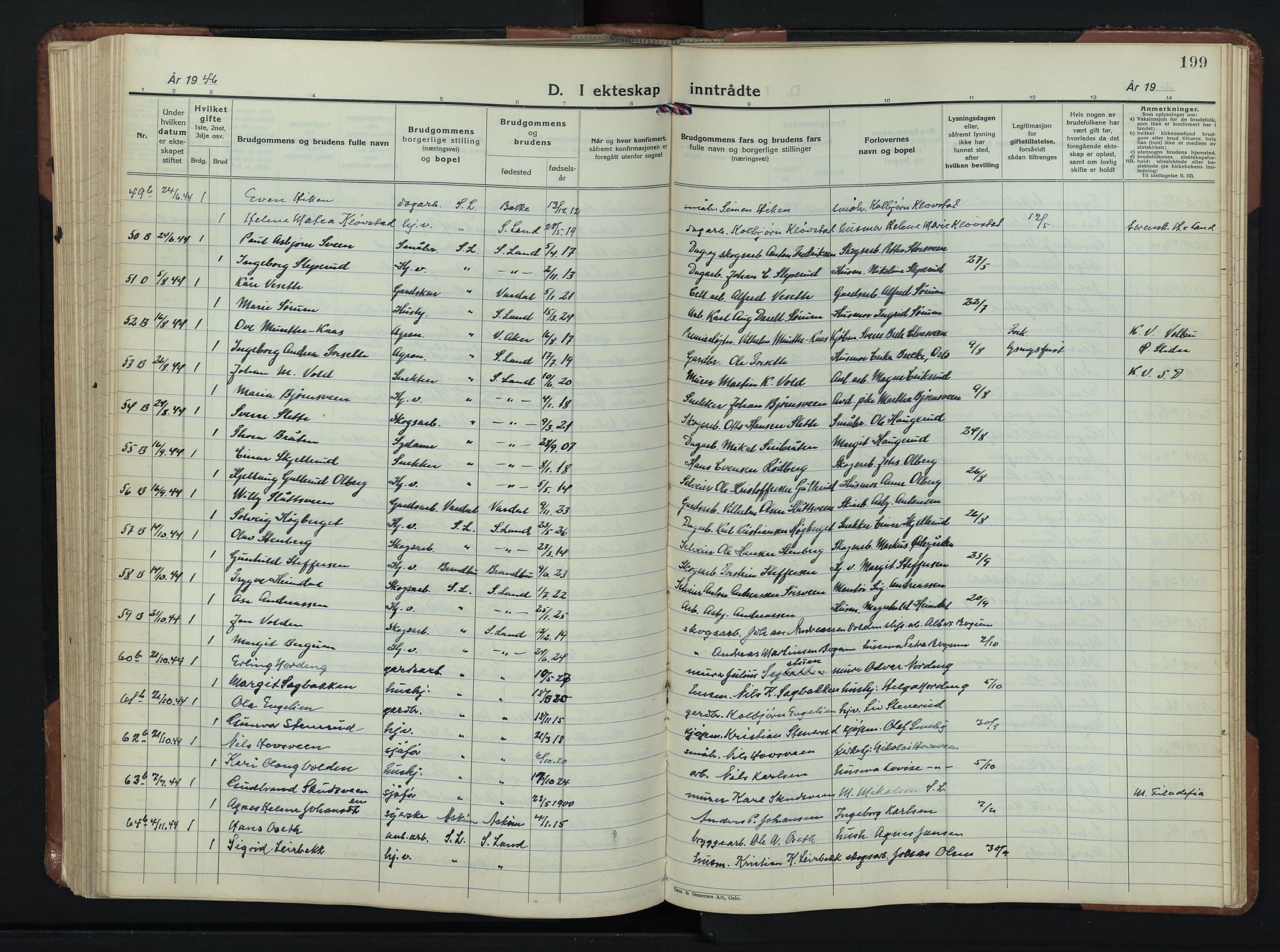 Søndre Land prestekontor, AV/SAH-PREST-122/L/L0009: Parish register (copy) no. 9, 1933-1954, p. 199