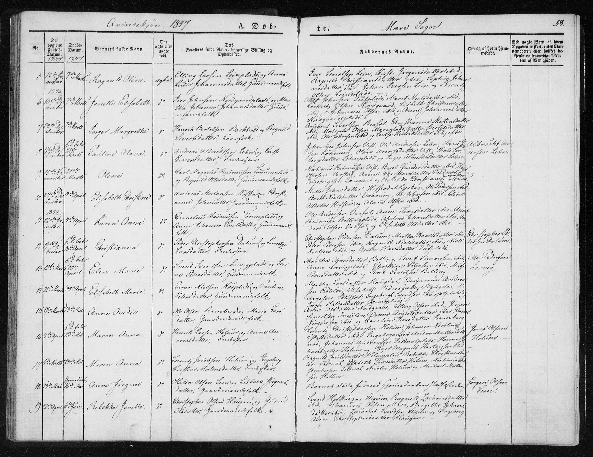 Ministerialprotokoller, klokkerbøker og fødselsregistre - Nord-Trøndelag, AV/SAT-A-1458/735/L0339: Parish register (official) no. 735A06 /1, 1836-1848, p. 58