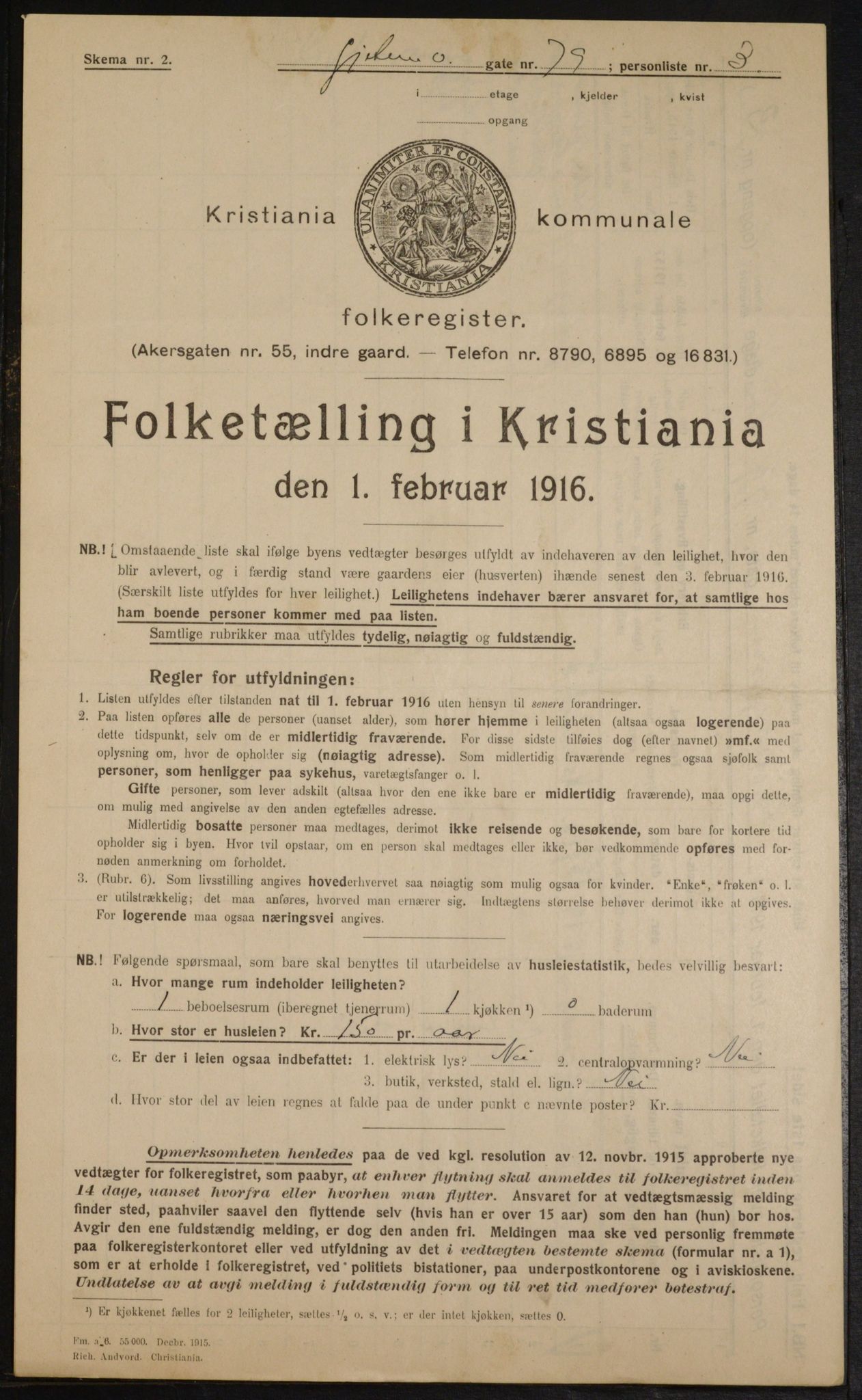 OBA, Municipal Census 1916 for Kristiania, 1916, p. 29645