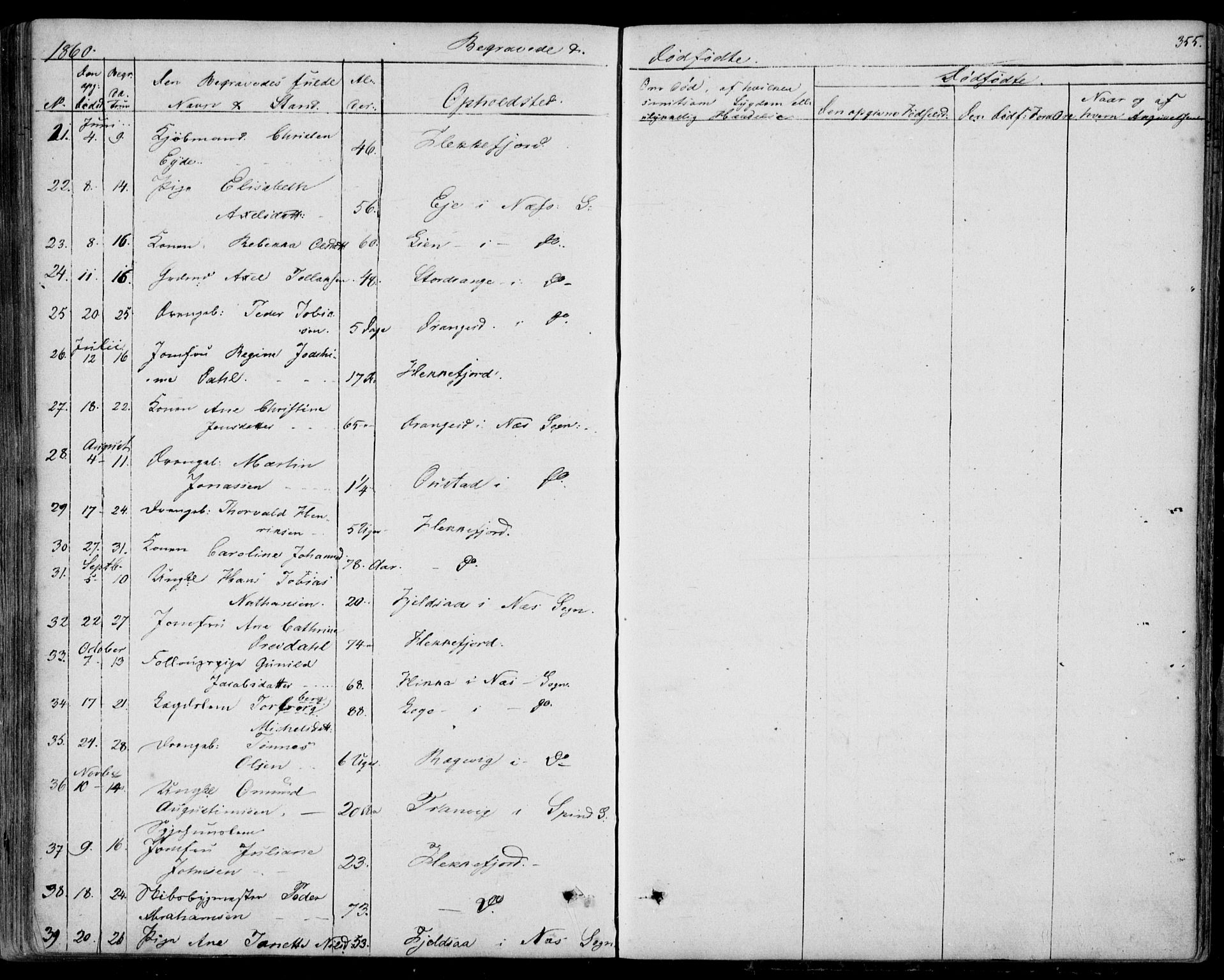 Flekkefjord sokneprestkontor, SAK/1111-0012/F/Fb/Fbc/L0005: Parish register (copy) no. B 5, 1846-1866, p. 355