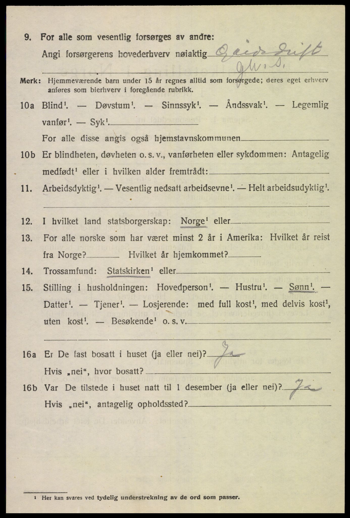 SAK, 1920 census for Lyngdal, 1920, p. 5282