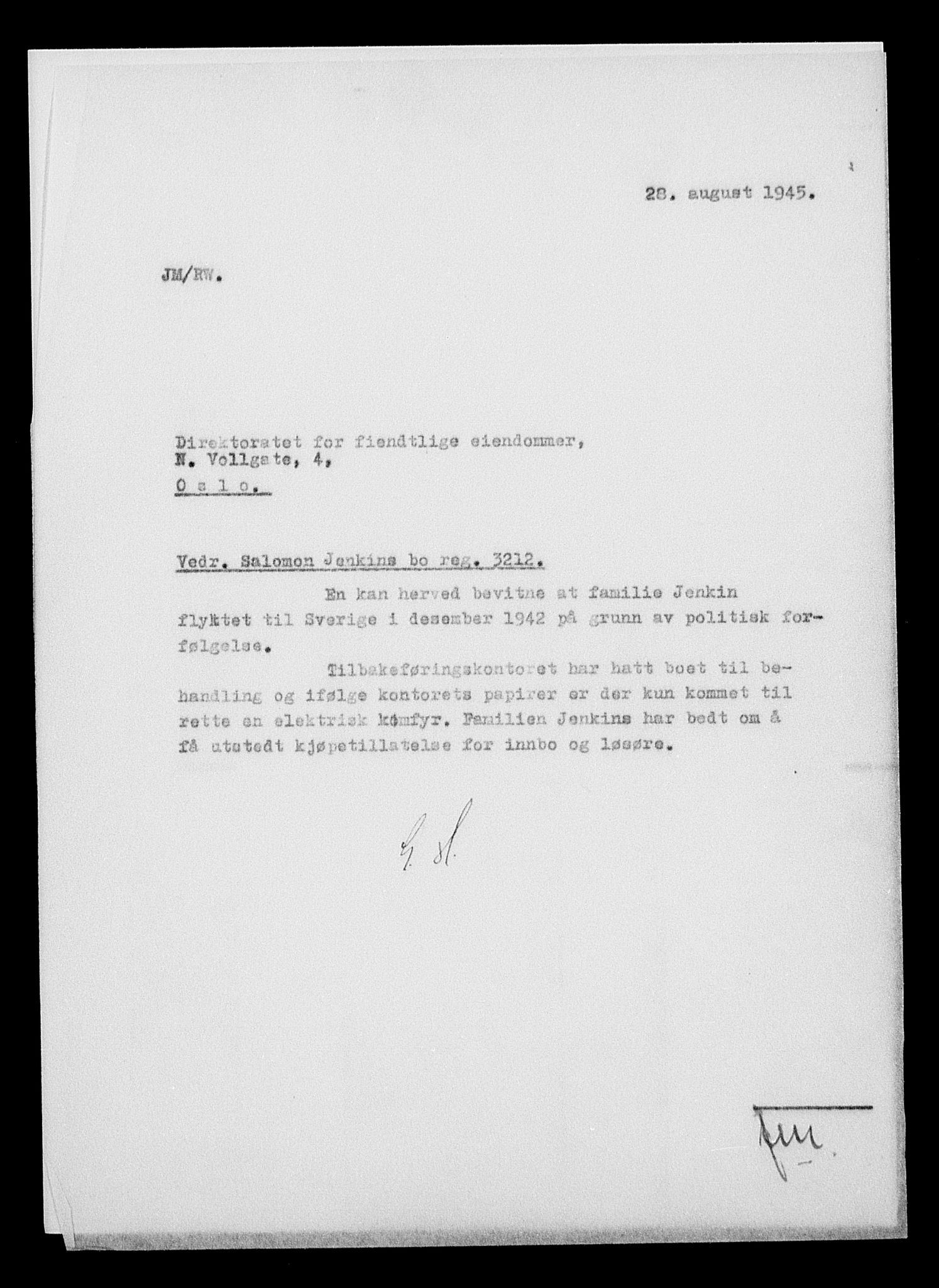 Justisdepartementet, Tilbakeføringskontoret for inndratte formuer, AV/RA-S-1564/H/Hc/Hcc/L0935: --, 1945-1947, p. 543