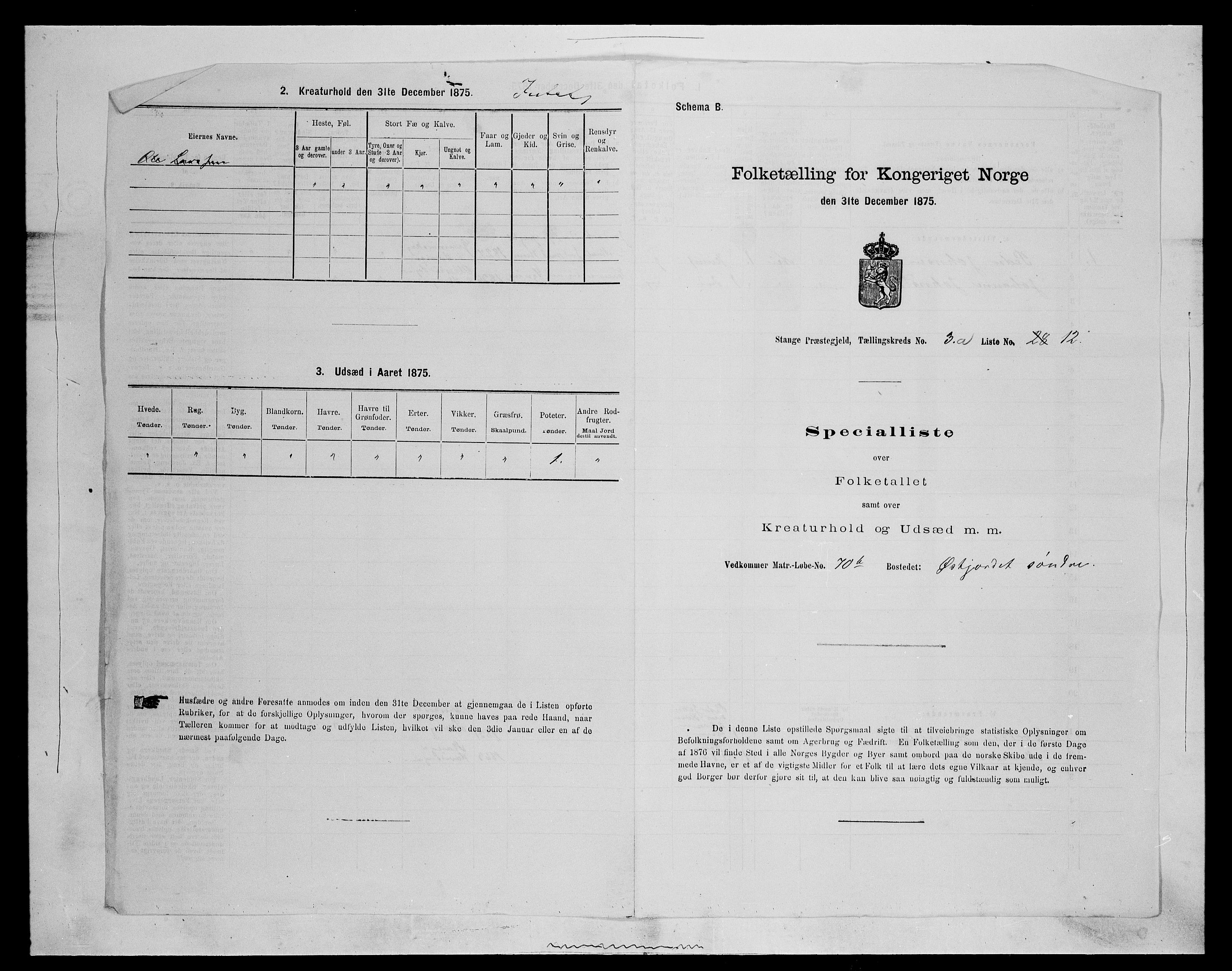 SAH, 1875 census for 0417P Stange, 1875, p. 601