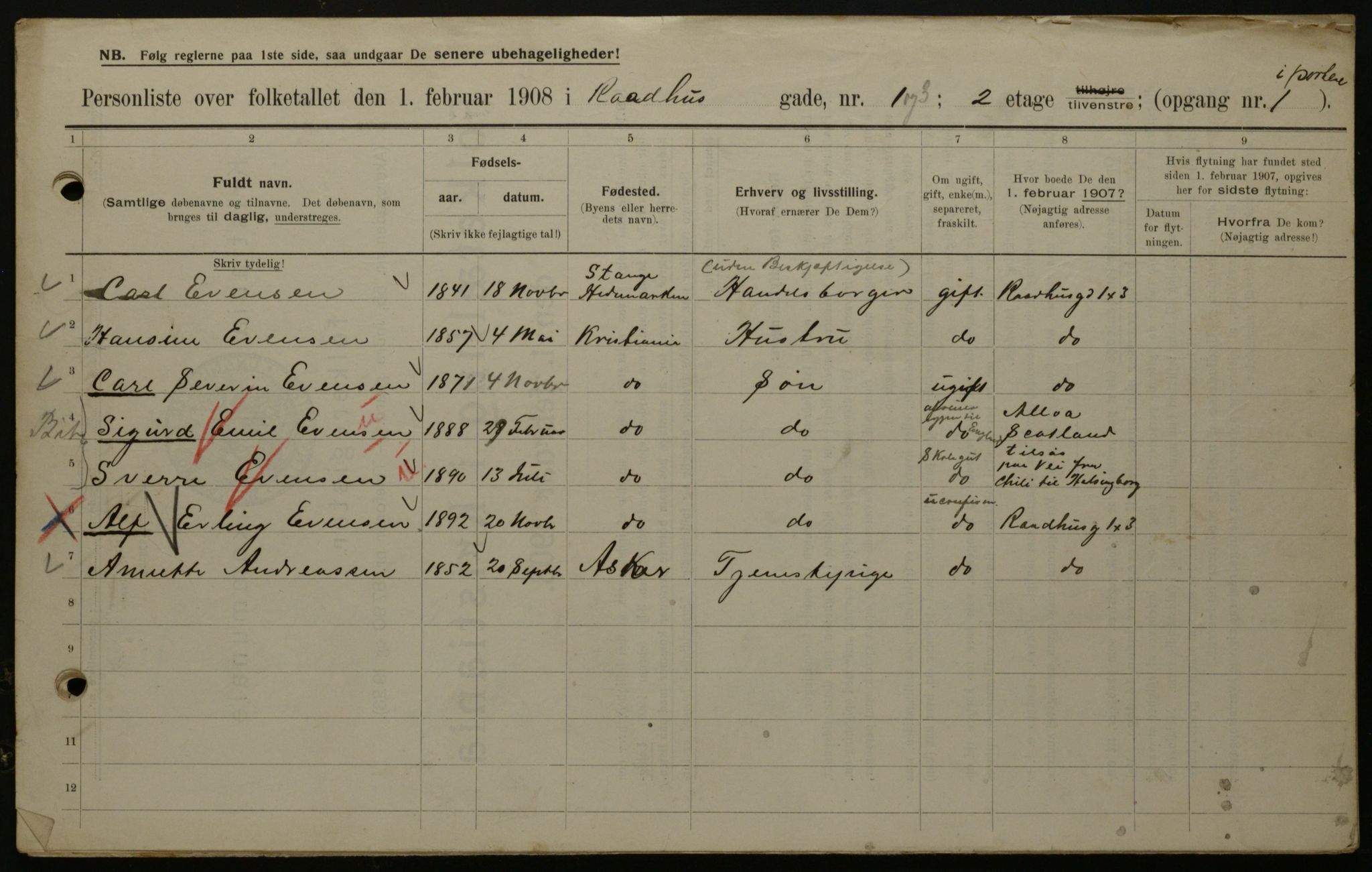 OBA, Municipal Census 1908 for Kristiania, 1908, p. 77548