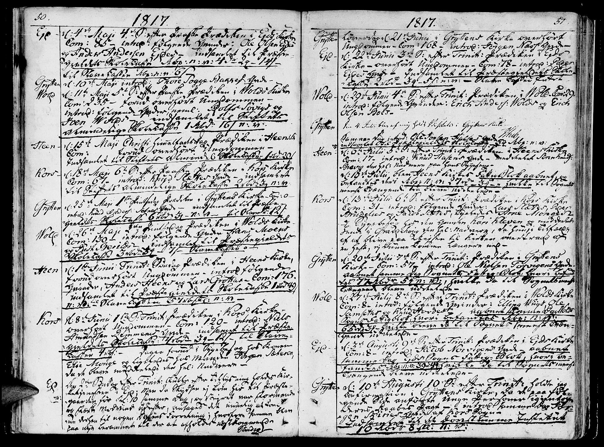 Ministerialprotokoller, klokkerbøker og fødselsregistre - Møre og Romsdal, AV/SAT-A-1454/544/L0570: Parish register (official) no. 544A03, 1807-1817, p. 50-51