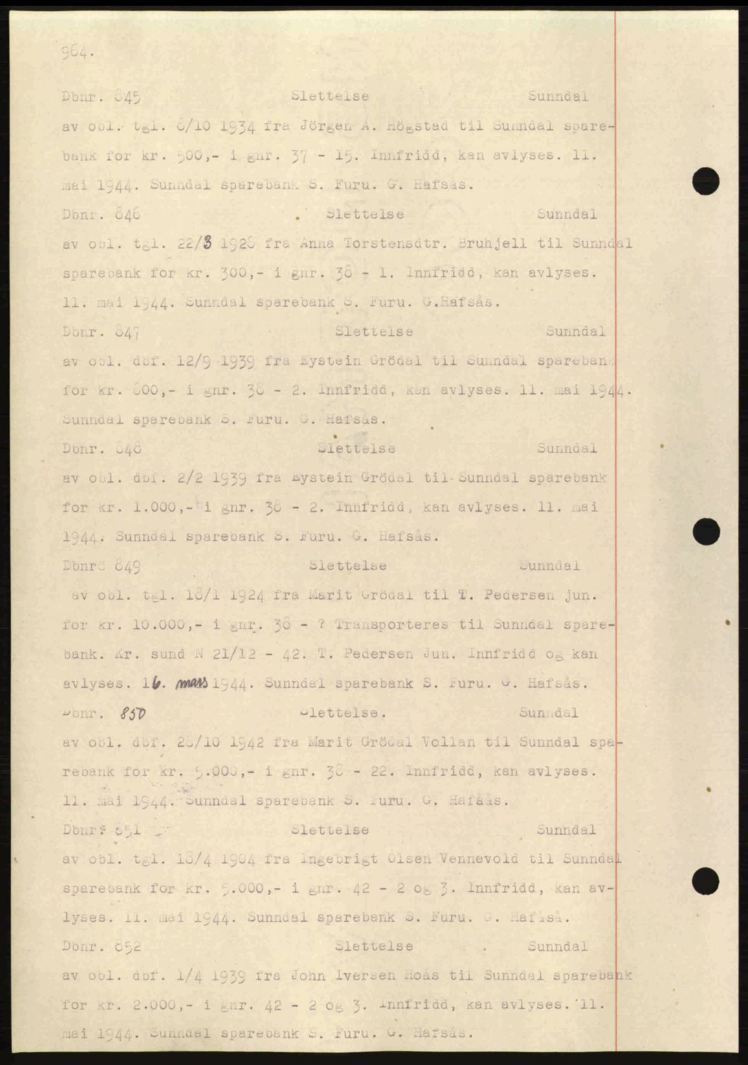 Nordmøre sorenskriveri, AV/SAT-A-4132/1/2/2Ca: Mortgage book no. C81, 1940-1945, Diary no: : 845/1944