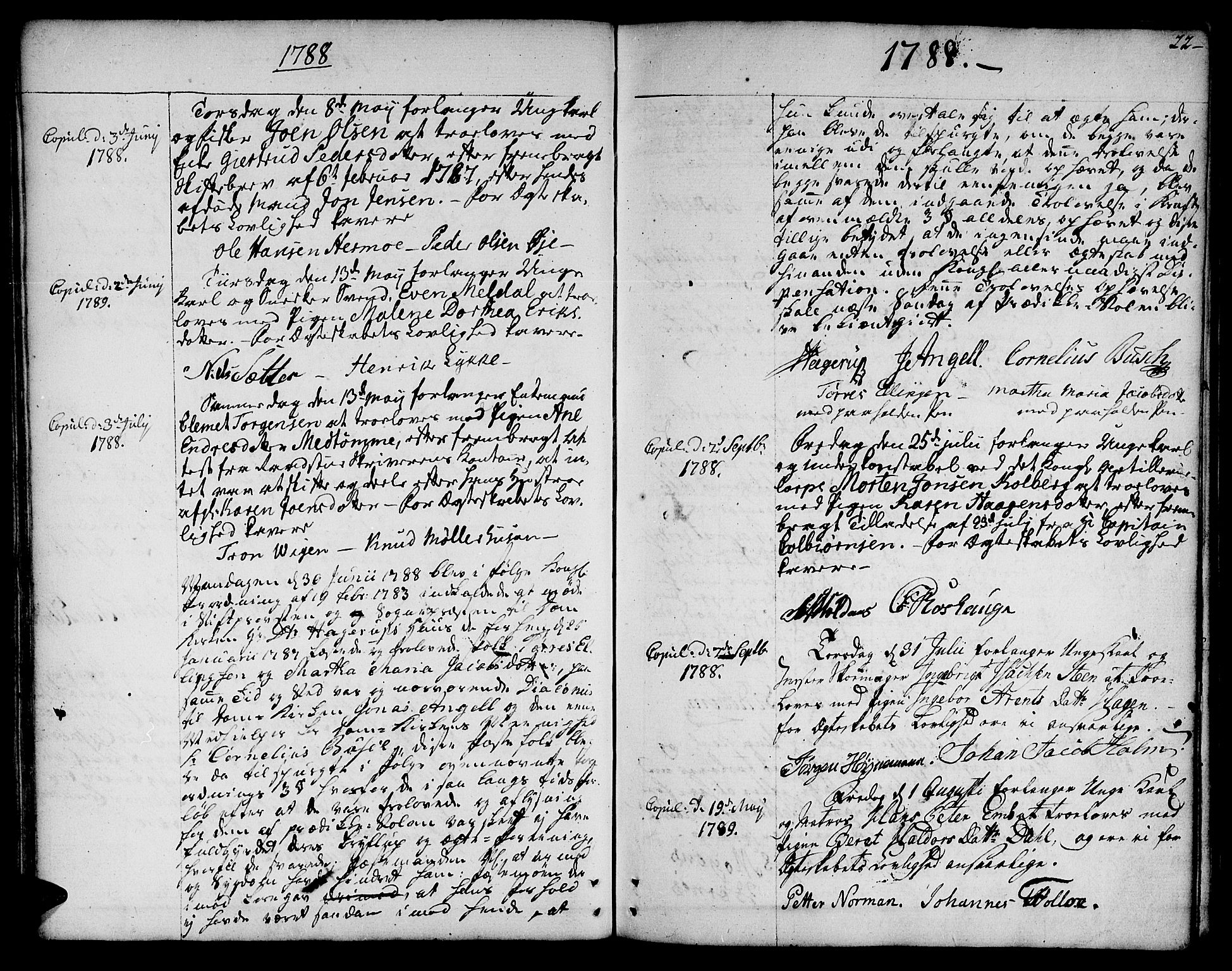 Ministerialprotokoller, klokkerbøker og fødselsregistre - Sør-Trøndelag, SAT/A-1456/601/L0041: Parish register (official) no. 601A09, 1784-1801, p. 22