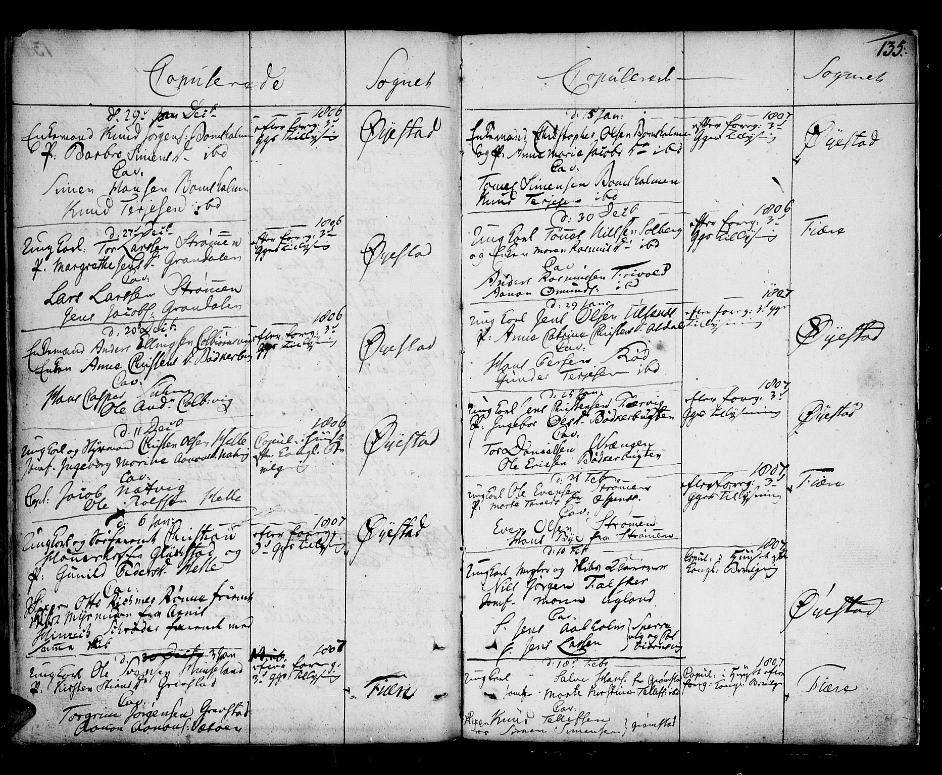 Øyestad sokneprestkontor, AV/SAK-1111-0049/F/Fa/L0009: Parish register (official) no. A 9, 1778-1808, p. 135