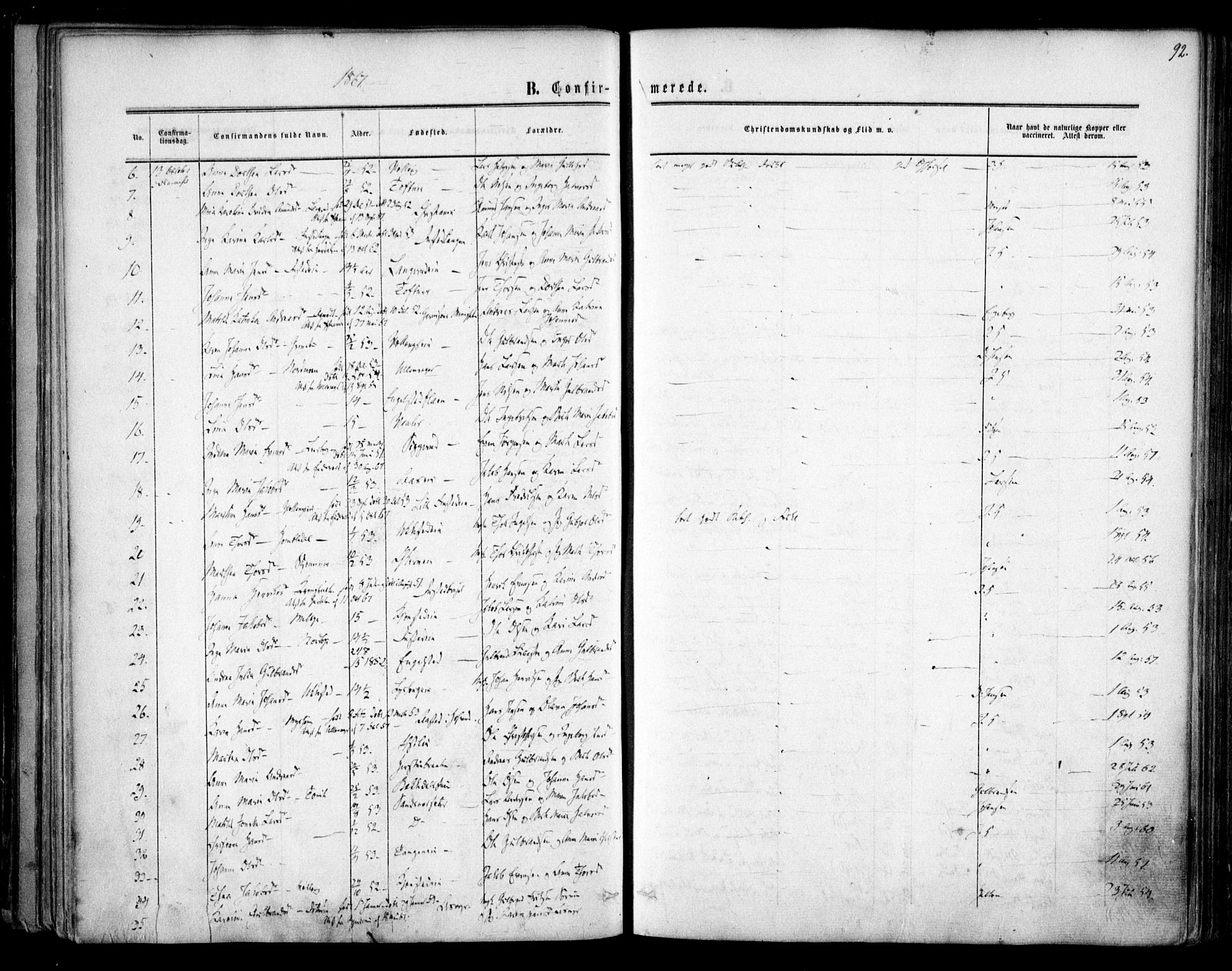 Nannestad prestekontor Kirkebøker, SAO/A-10414a/F/Fa/L0012: Parish register (official) no. I 12, 1860-1872, p. 92