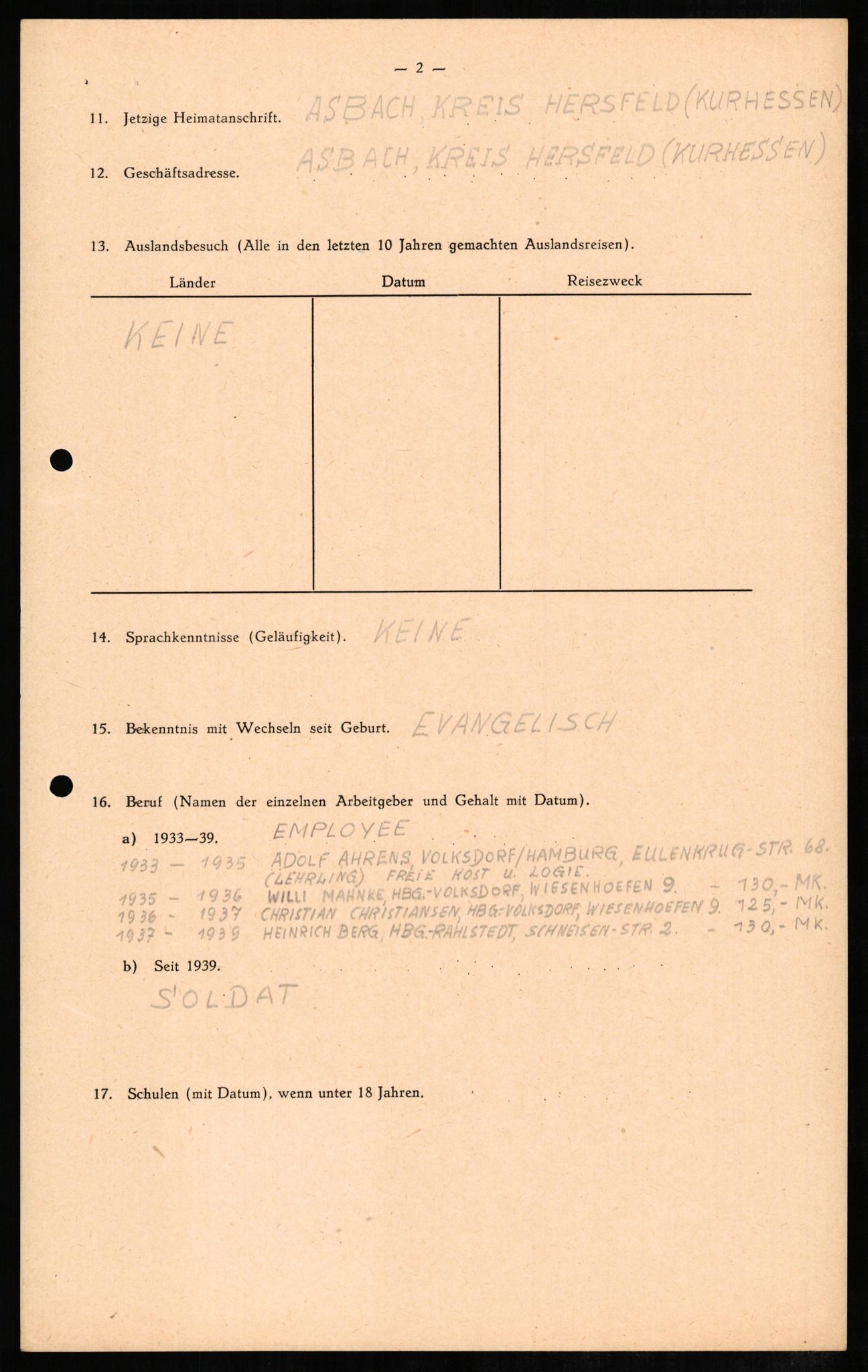 Forsvaret, Forsvarets overkommando II, AV/RA-RAFA-3915/D/Db/L0007: CI Questionaires. Tyske okkupasjonsstyrker i Norge. Tyskere., 1945-1946, p. 66