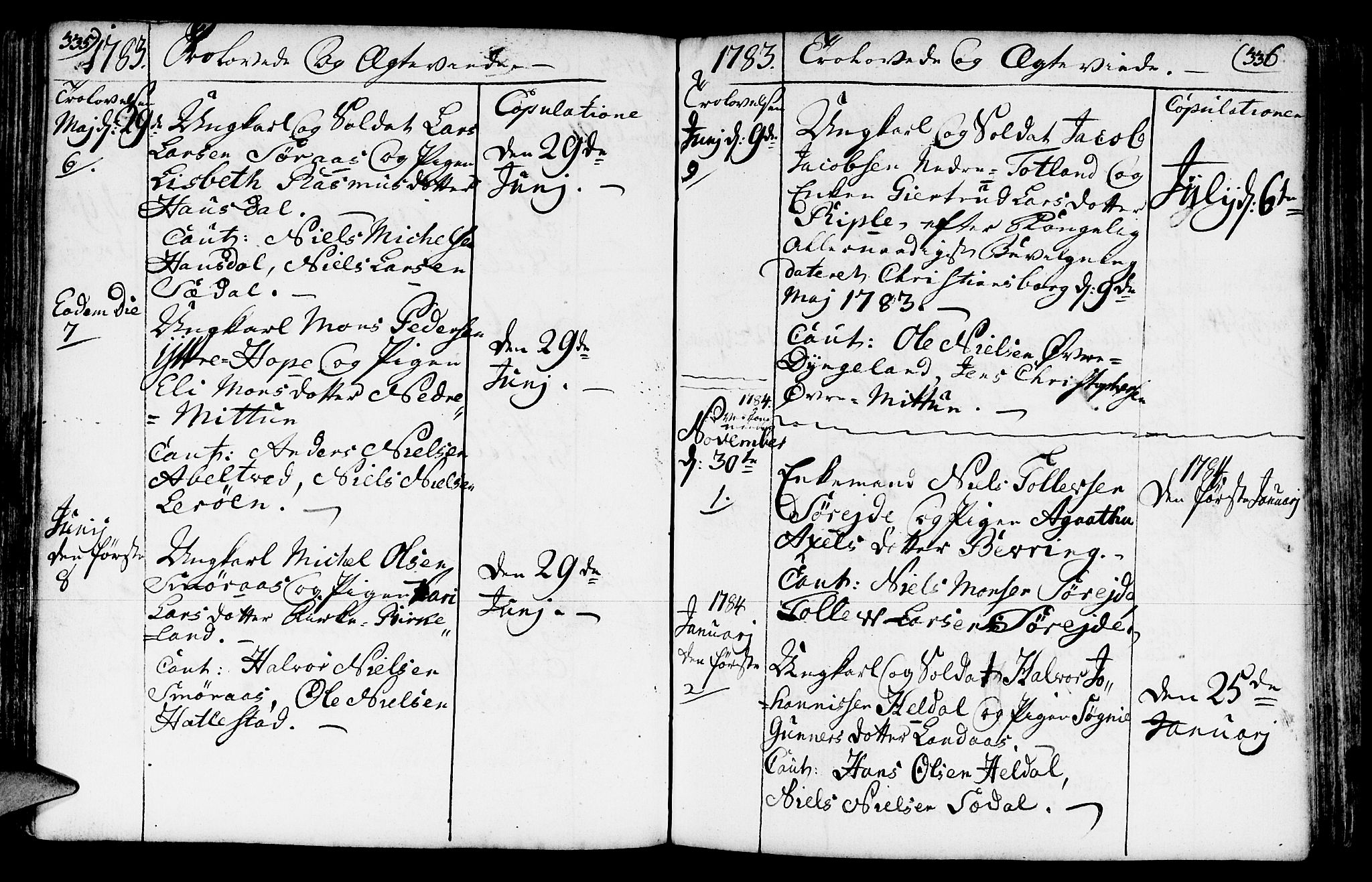 Fana Sokneprestembete, SAB/A-75101/H/Haa/Haaa/L0005: Parish register (official) no. A 5, 1773-1799, p. 335-336