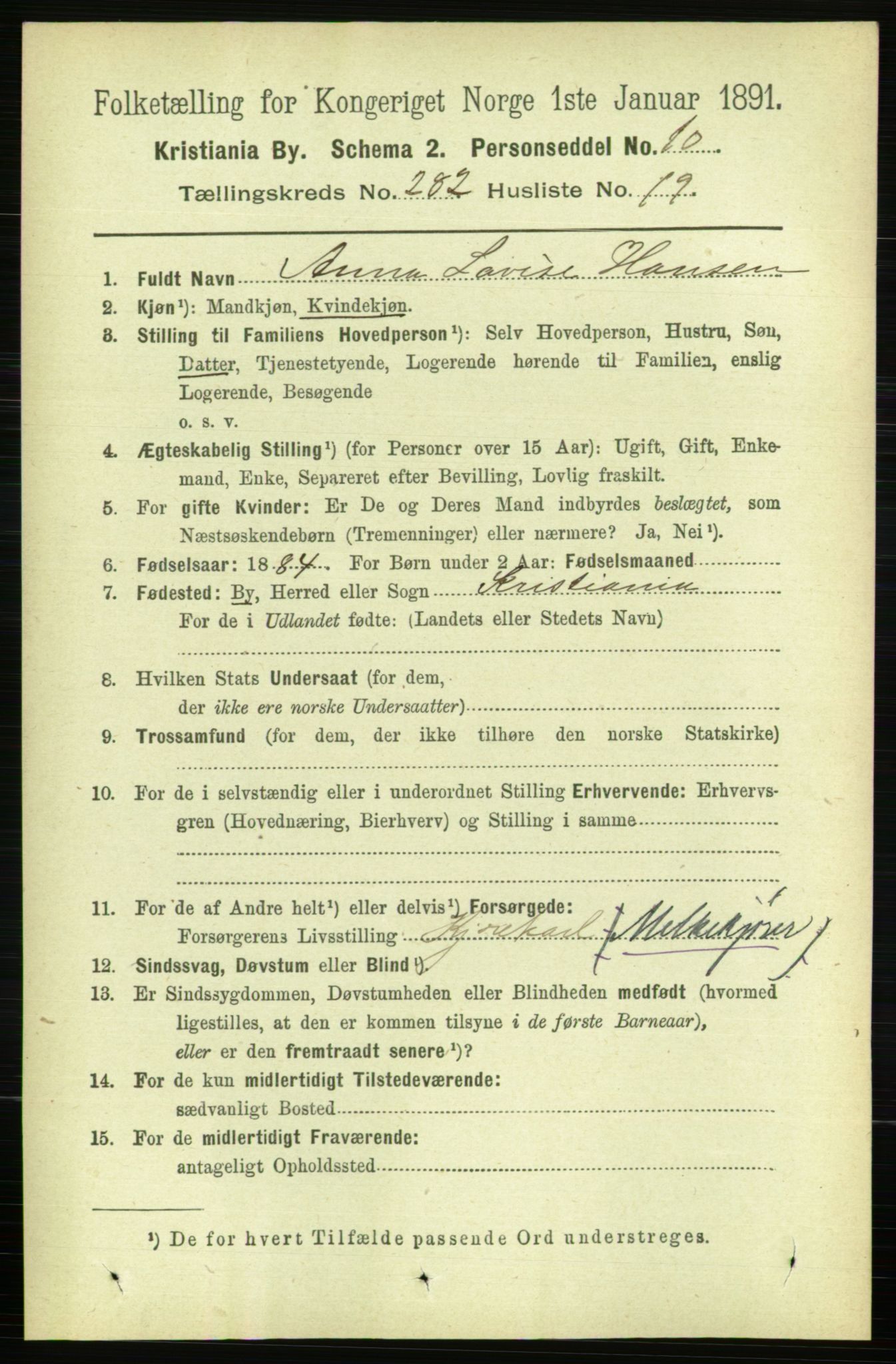RA, 1891 census for 0301 Kristiania, 1891, p. 172296