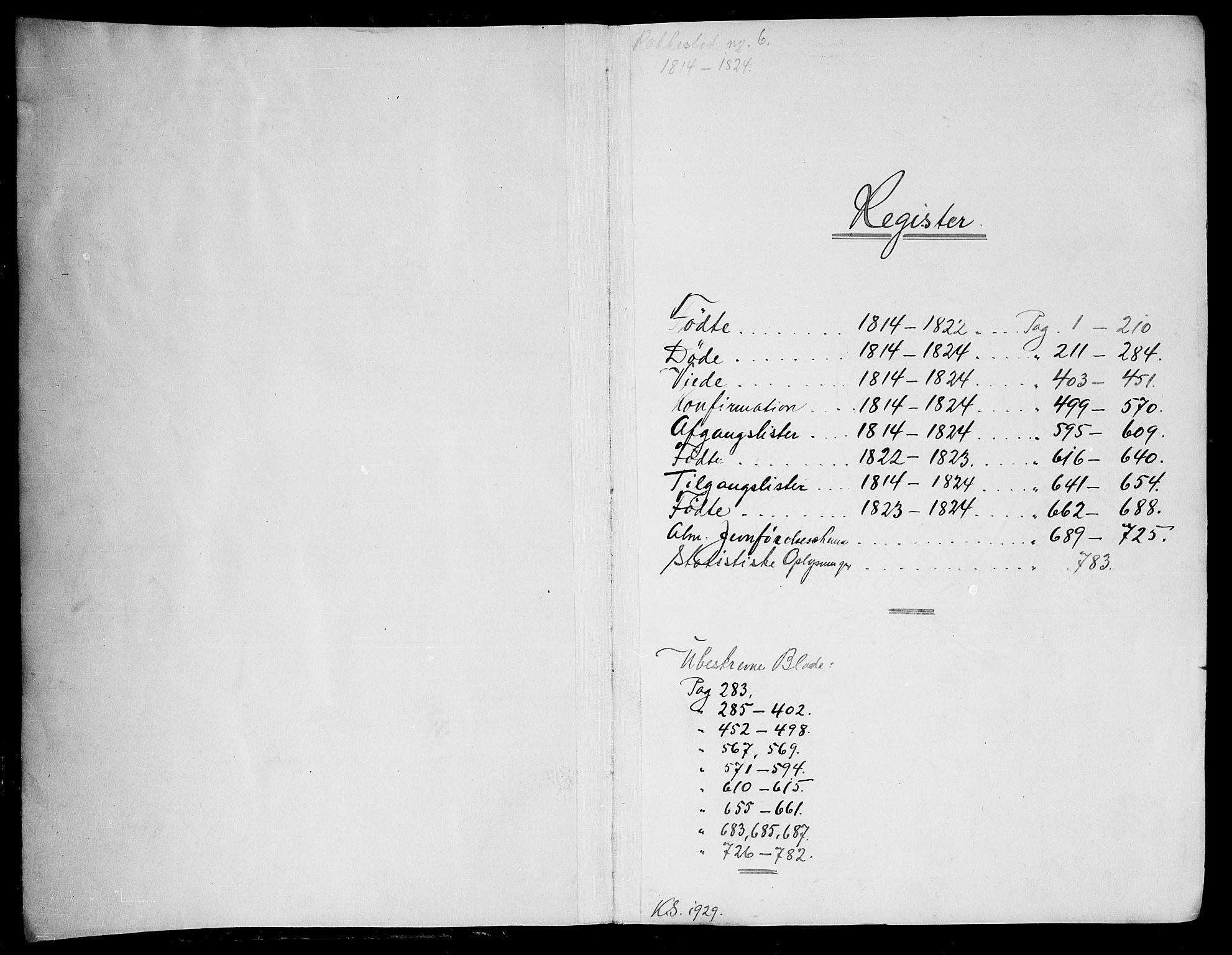 Rakkestad prestekontor Kirkebøker, SAO/A-2008/F/Fa/L0006: Parish register (official) no. I 6, 1814-1824