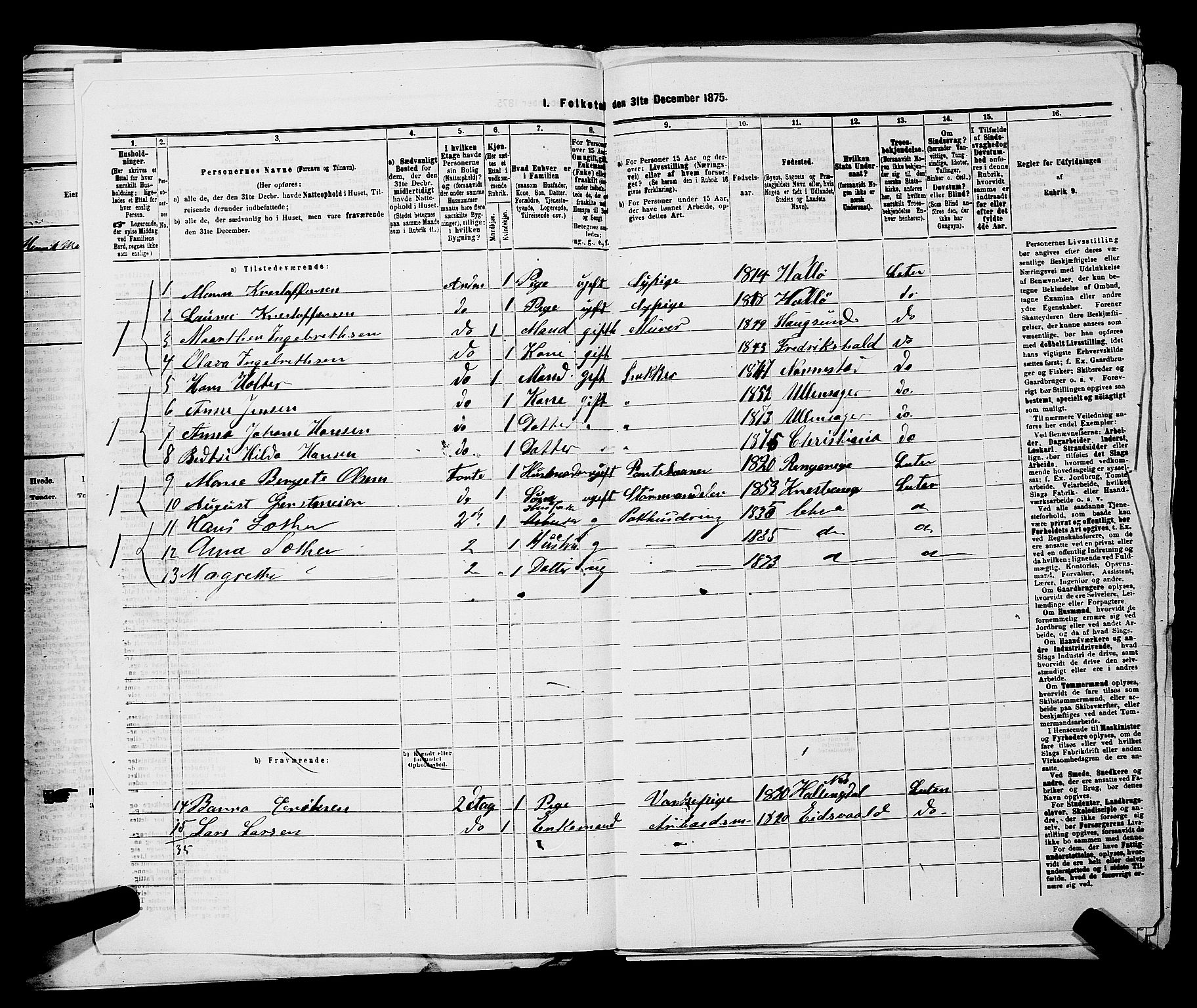 RA, 1875 census for 0301 Kristiania, 1875, p. 5234