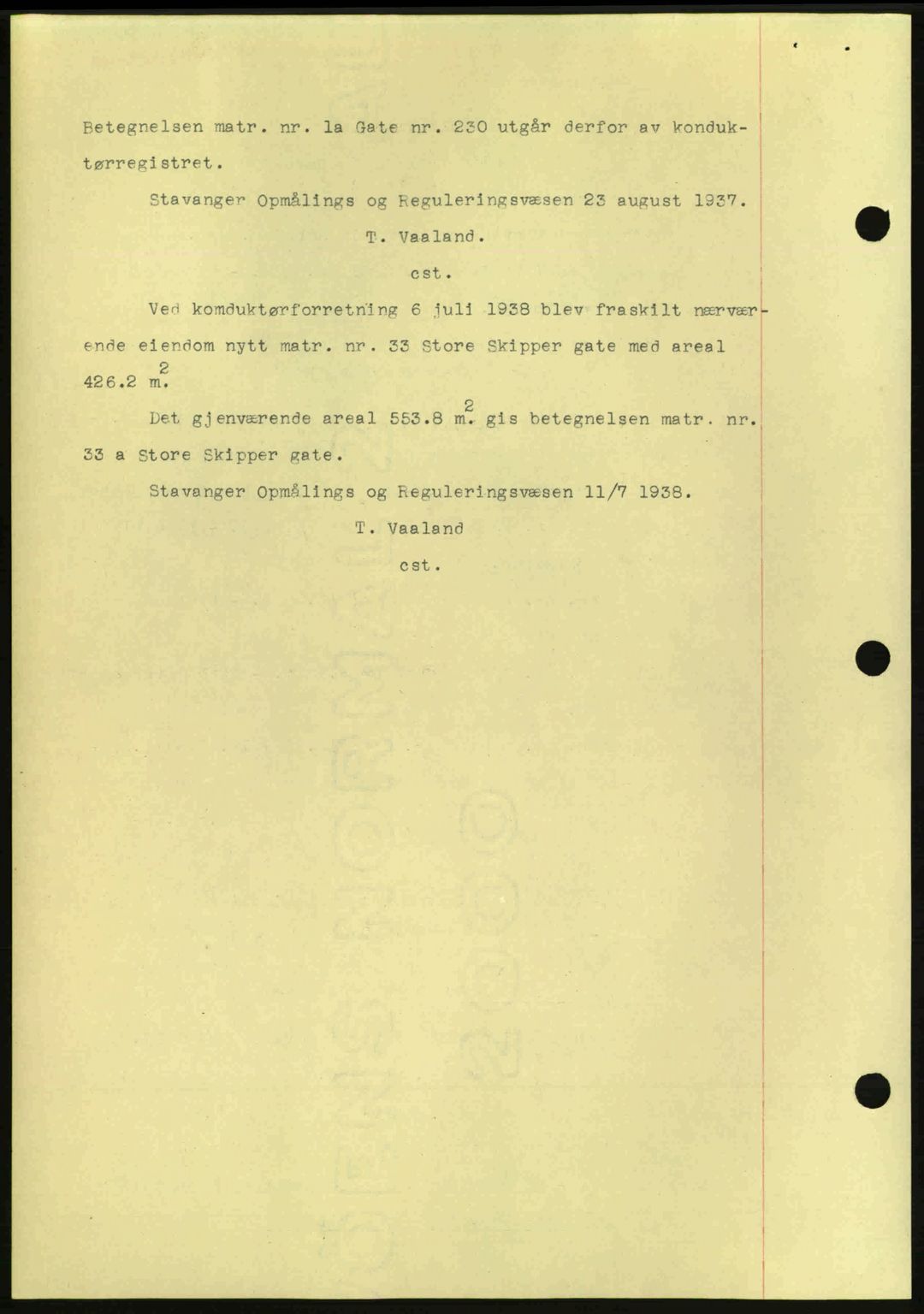 Stavanger byrett, AV/SAST-A-100455/002/G/Gb/L0014: Mortgage book no. A4, 1938-1939, Diary no: : 3419/1938