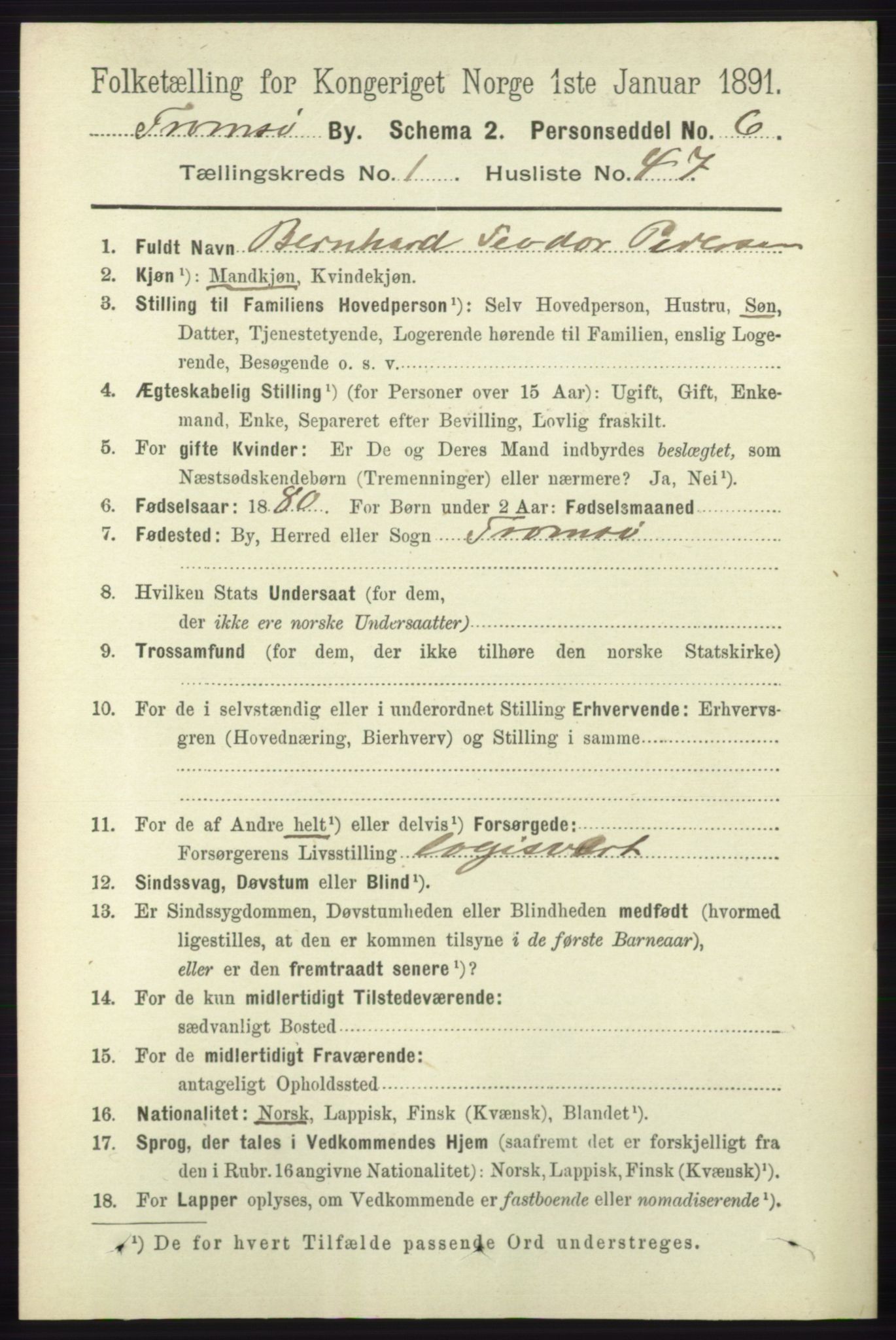 RA, 1891 census for 1902 Tromsø, 1891, p. 734