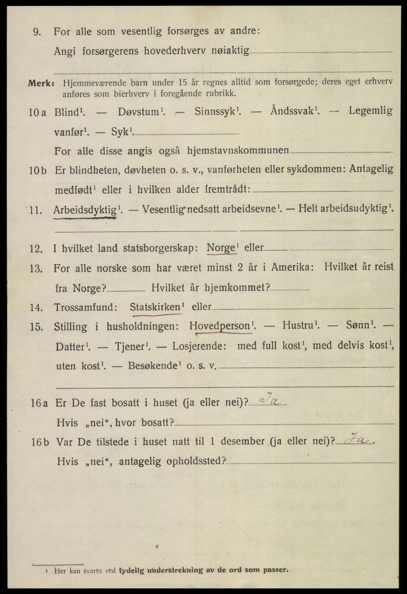 SAT, 1920 census for Namsos, 1920, p. 4840