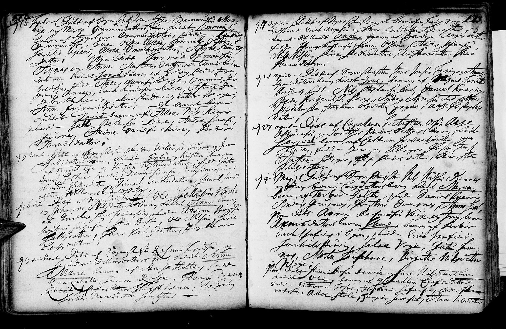 Oddernes sokneprestkontor, SAK/1111-0033/F/Fa/Faa/L0001: Parish register (official) no. A 1, 1692-1718, p. 172-173