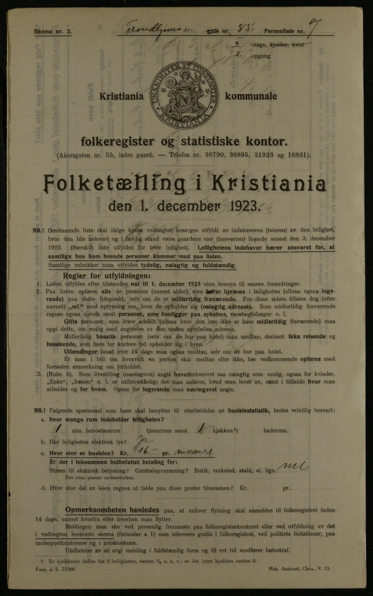 OBA, Municipal Census 1923 for Kristiania, 1923, p. 128958