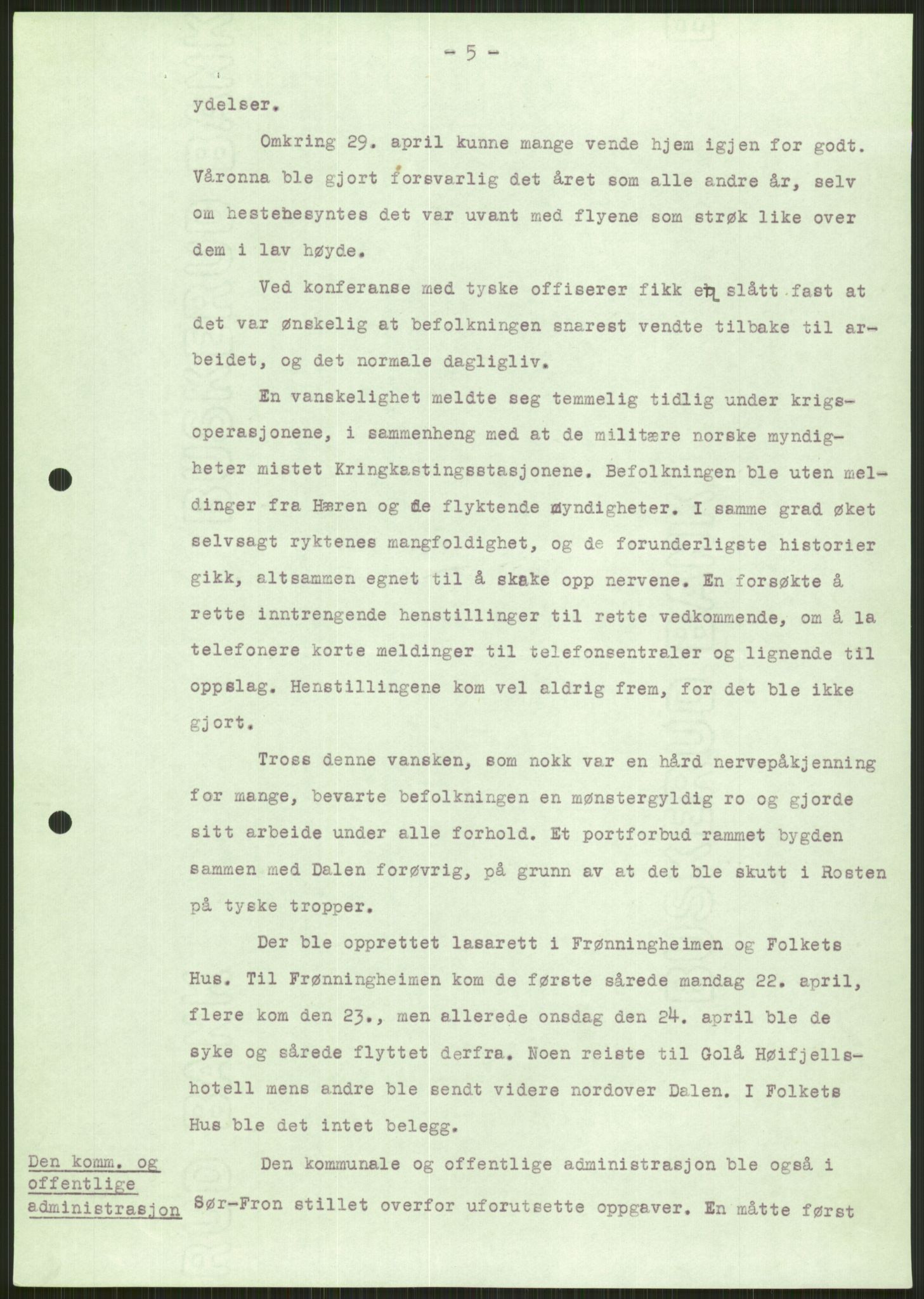 Forsvaret, Forsvarets krigshistoriske avdeling, AV/RA-RAFA-2017/Y/Ya/L0014: II-C-11-31 - Fylkesmenn.  Rapporter om krigsbegivenhetene 1940., 1940, p. 92