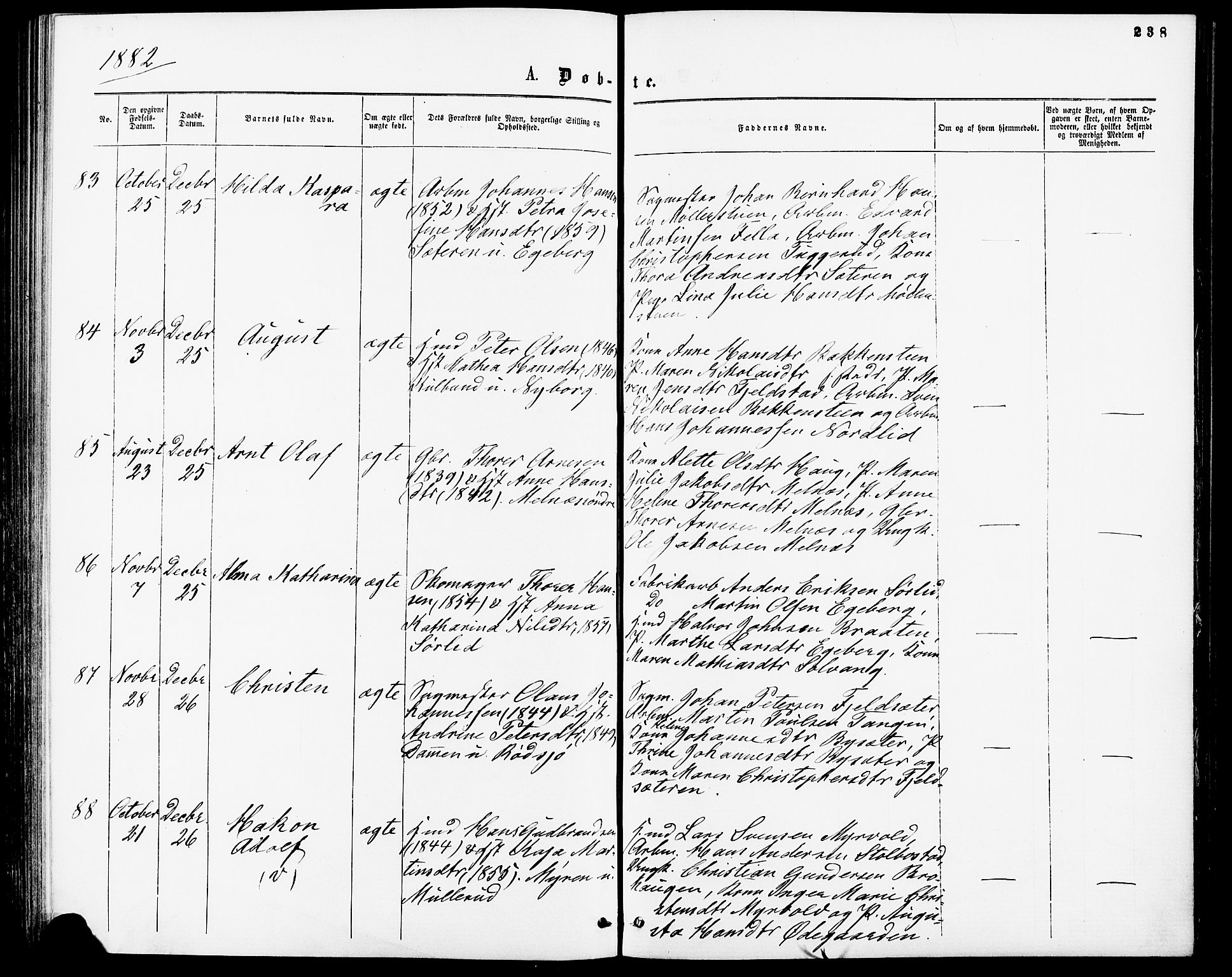 Enebakk prestekontor Kirkebøker, SAO/A-10171c/F/Fa/L0011: Parish register (official) no. I 11, 1862-1882, p. 238