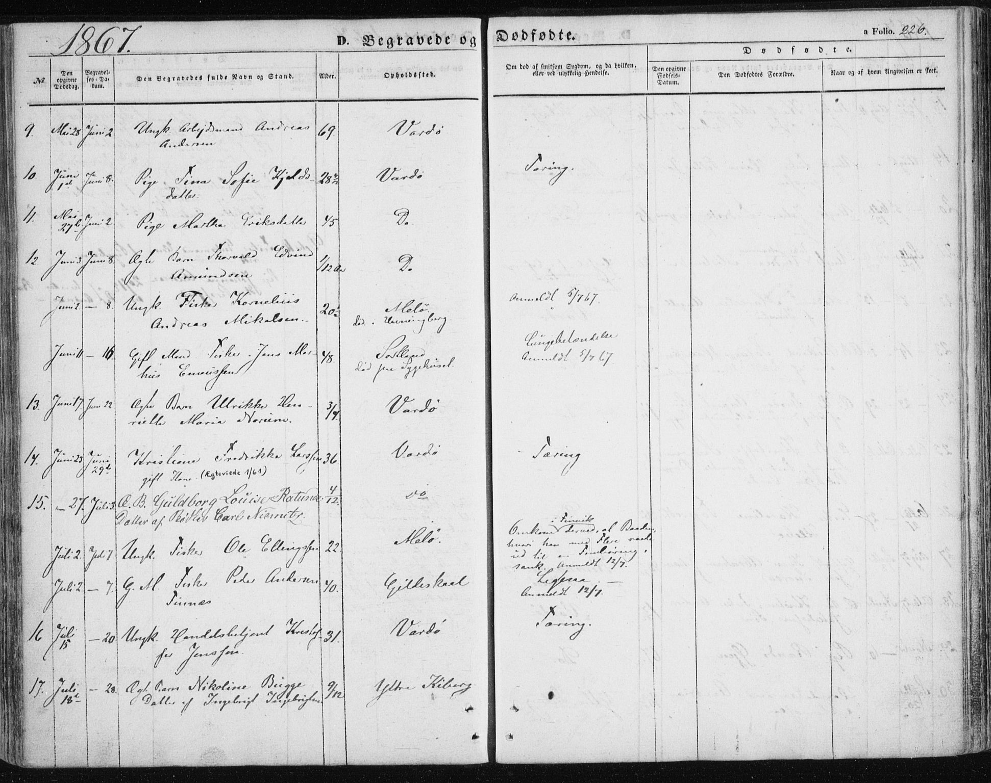 Vardø sokneprestkontor, SATØ/S-1332/H/Ha/L0004kirke: Parish register (official) no. 4, 1862-1871, p. 226
