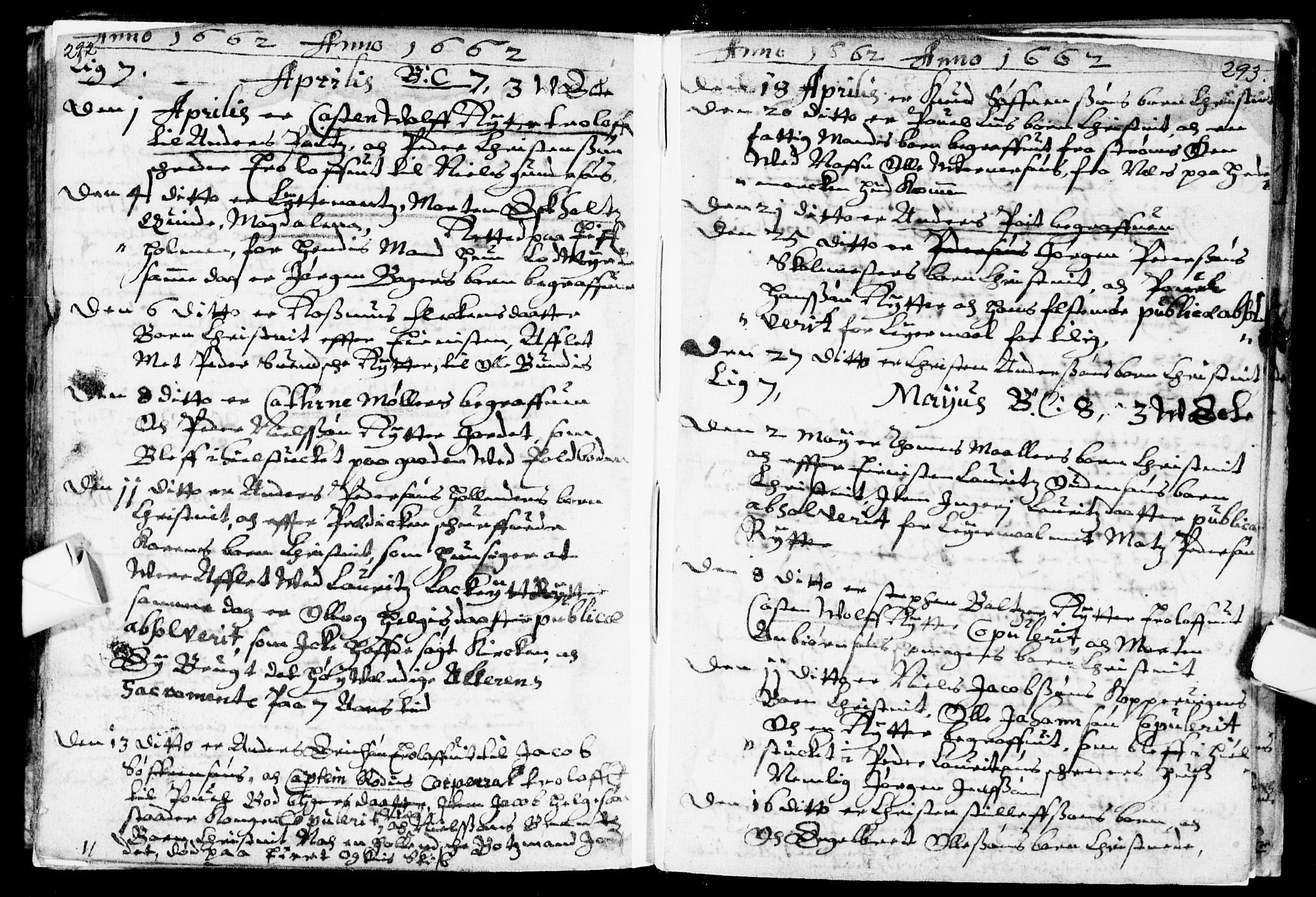 Bragernes kirkebøker, AV/SAKO-A-6/F/Fa/L0001: Parish register (official) no. I 1, 1634-1662, p. 292-293