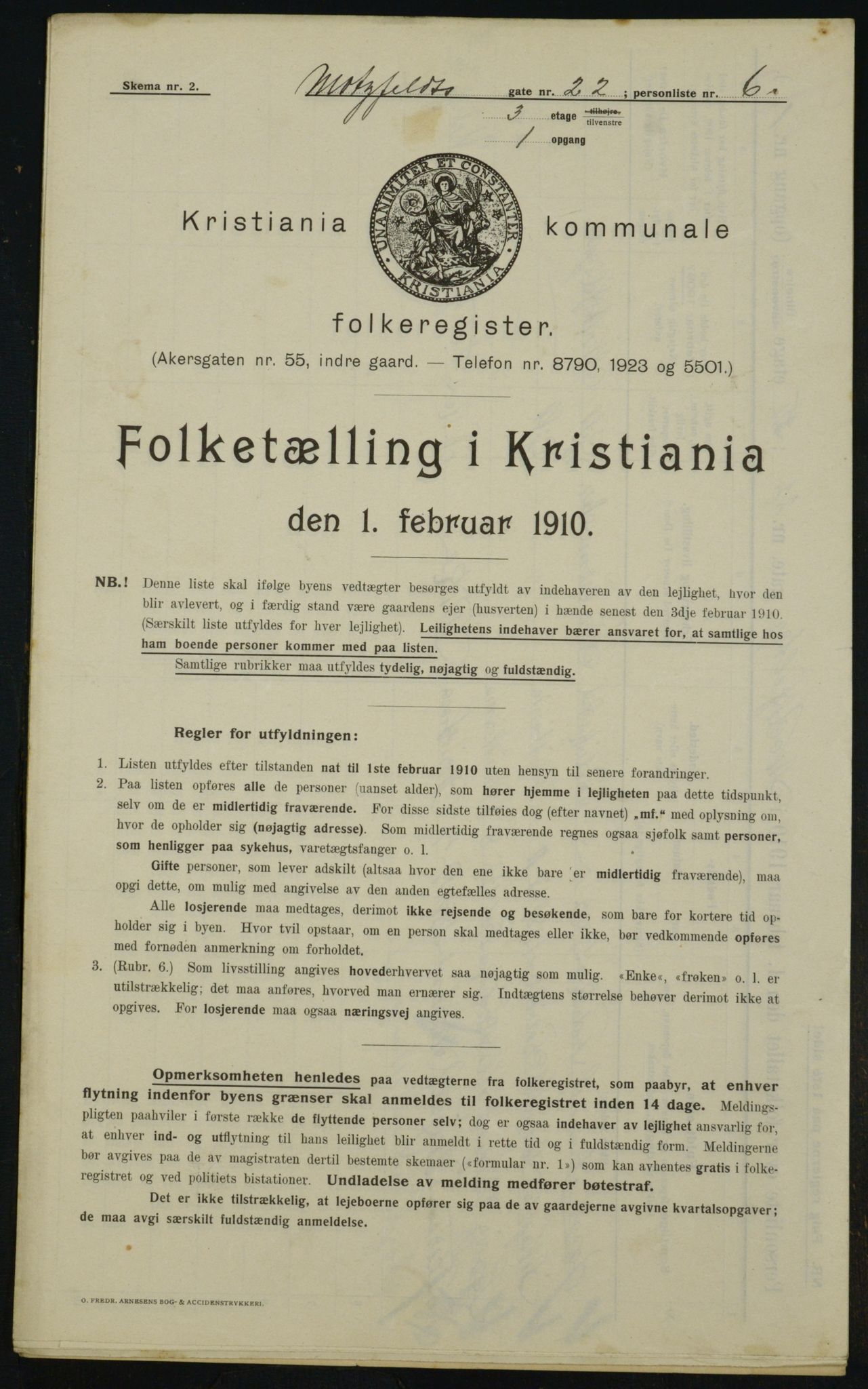 OBA, Municipal Census 1910 for Kristiania, 1910, p. 64161