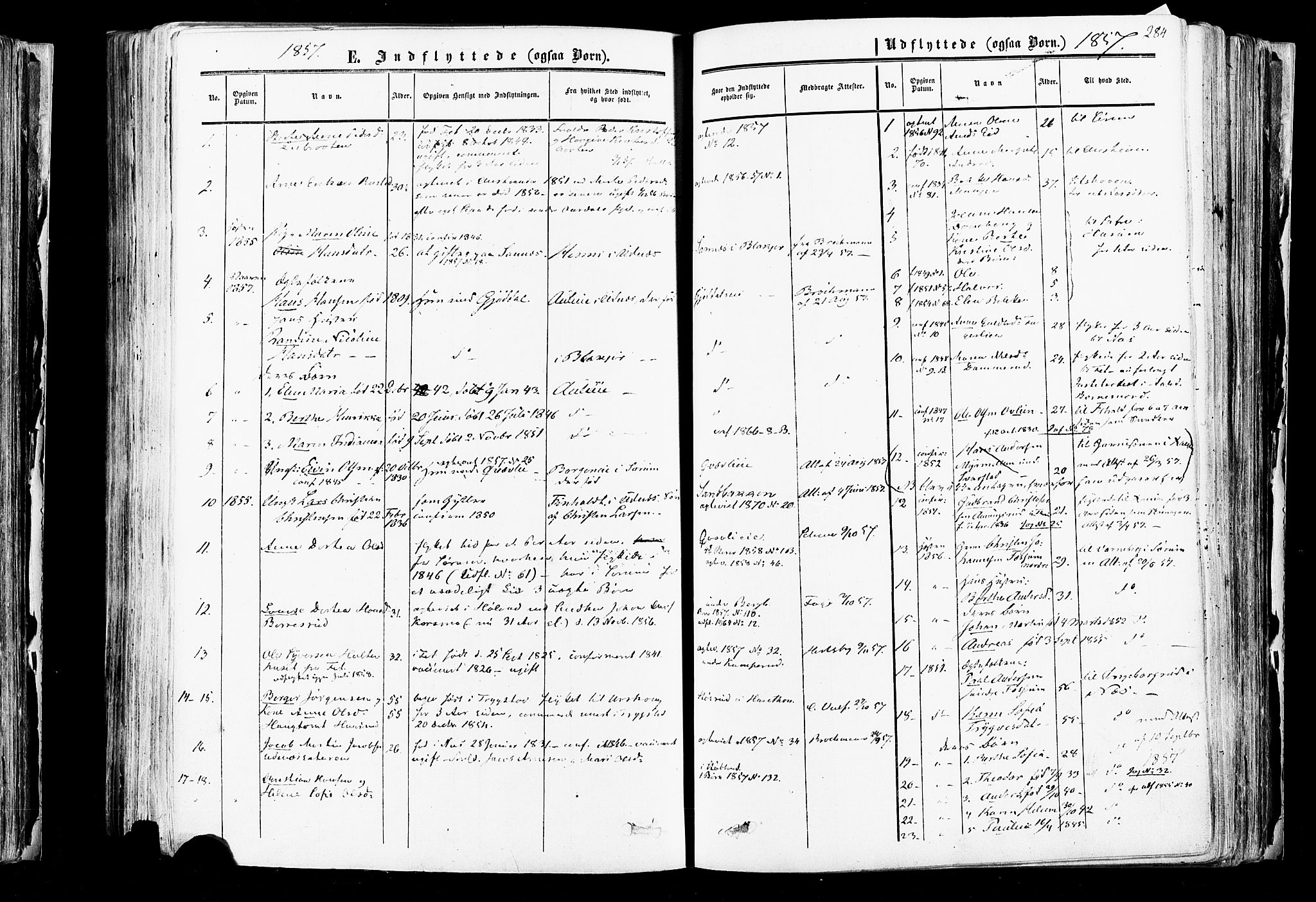 Aurskog prestekontor Kirkebøker, SAO/A-10304a/F/Fa/L0007: Parish register (official) no. I 7, 1854-1877, p. 284