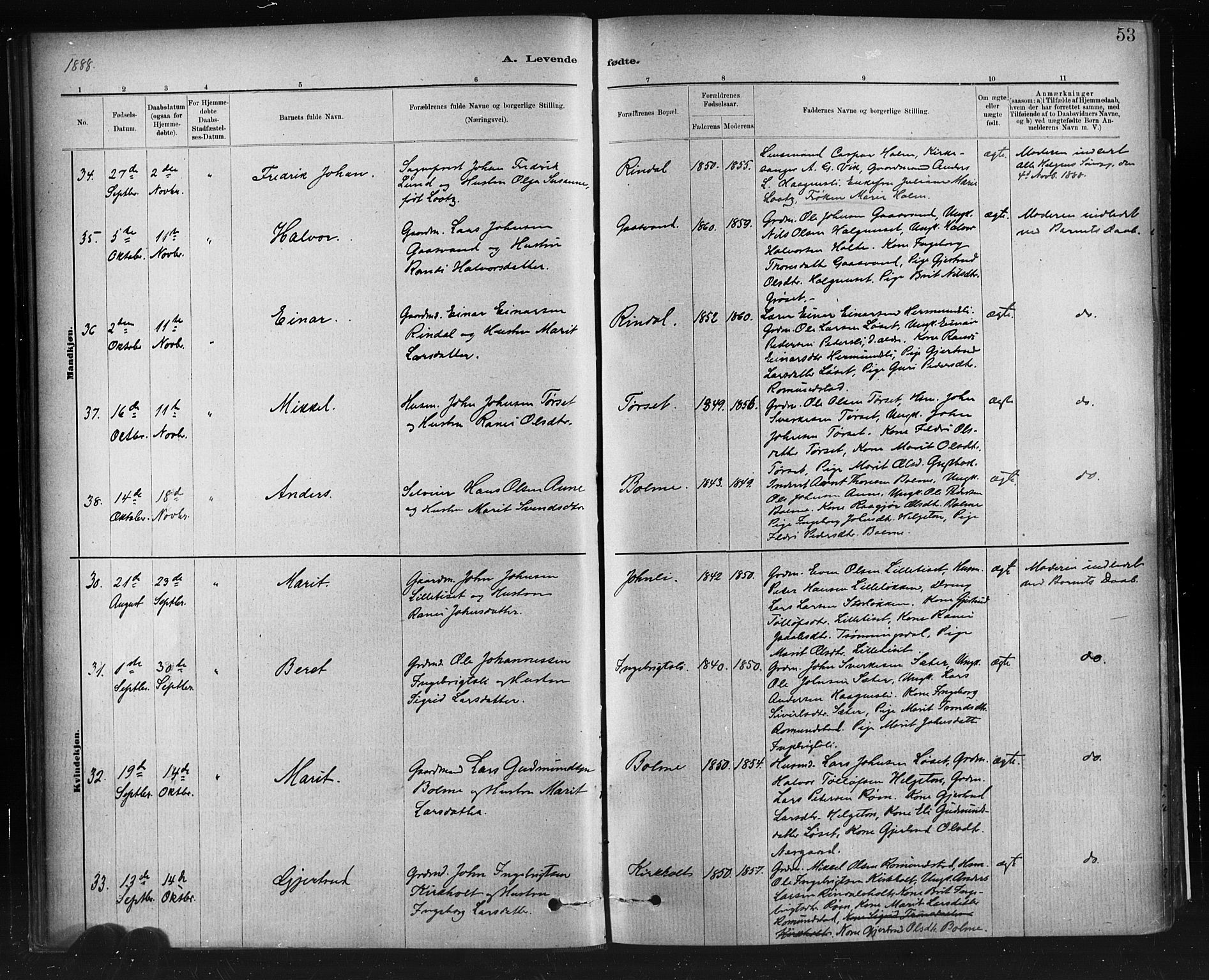 Ministerialprotokoller, klokkerbøker og fødselsregistre - Møre og Romsdal, AV/SAT-A-1454/598/L1069: Parish register (official) no. 598A03, 1882-1895, p. 53