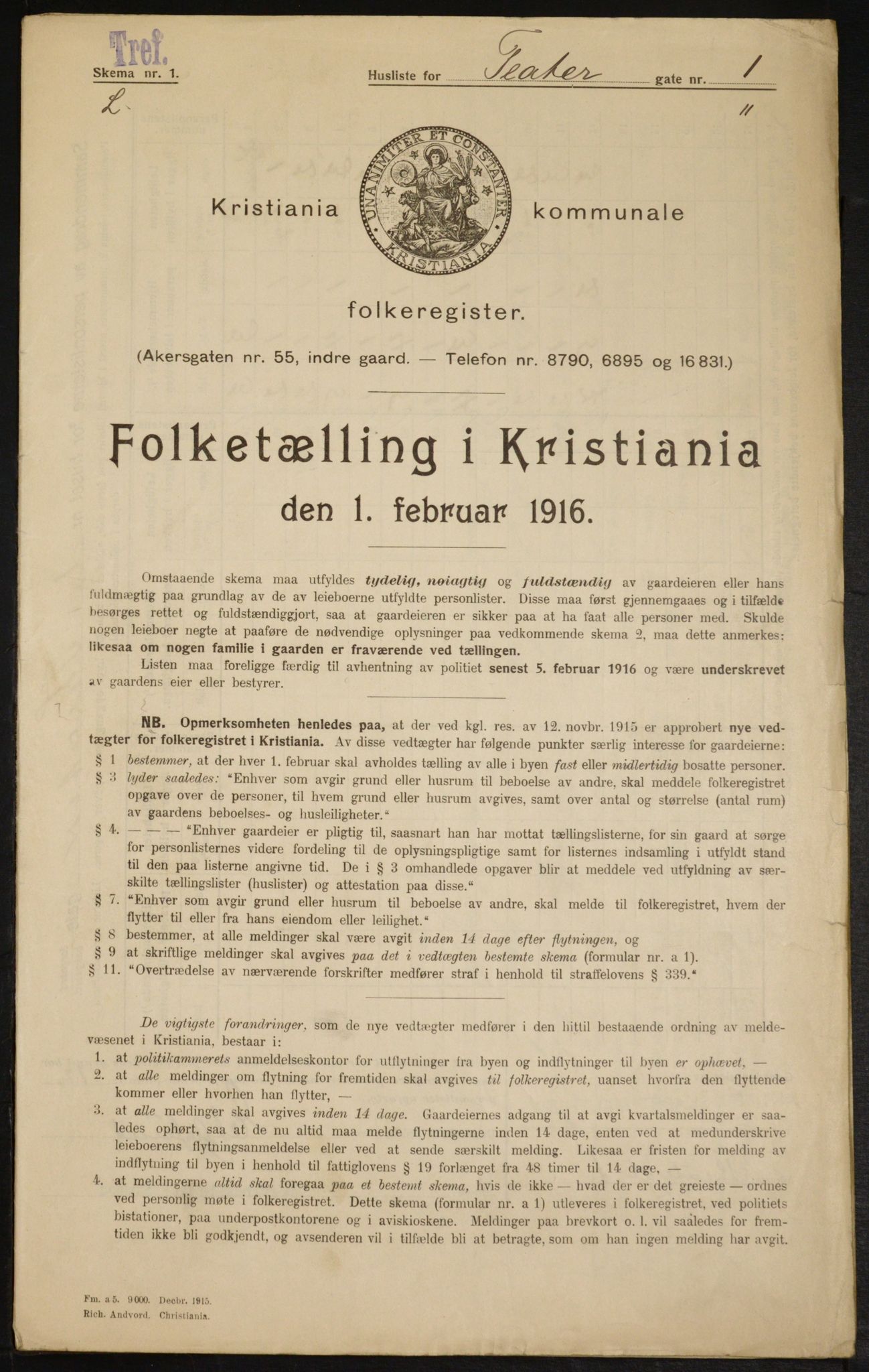 OBA, Municipal Census 1916 for Kristiania, 1916, p. 110011