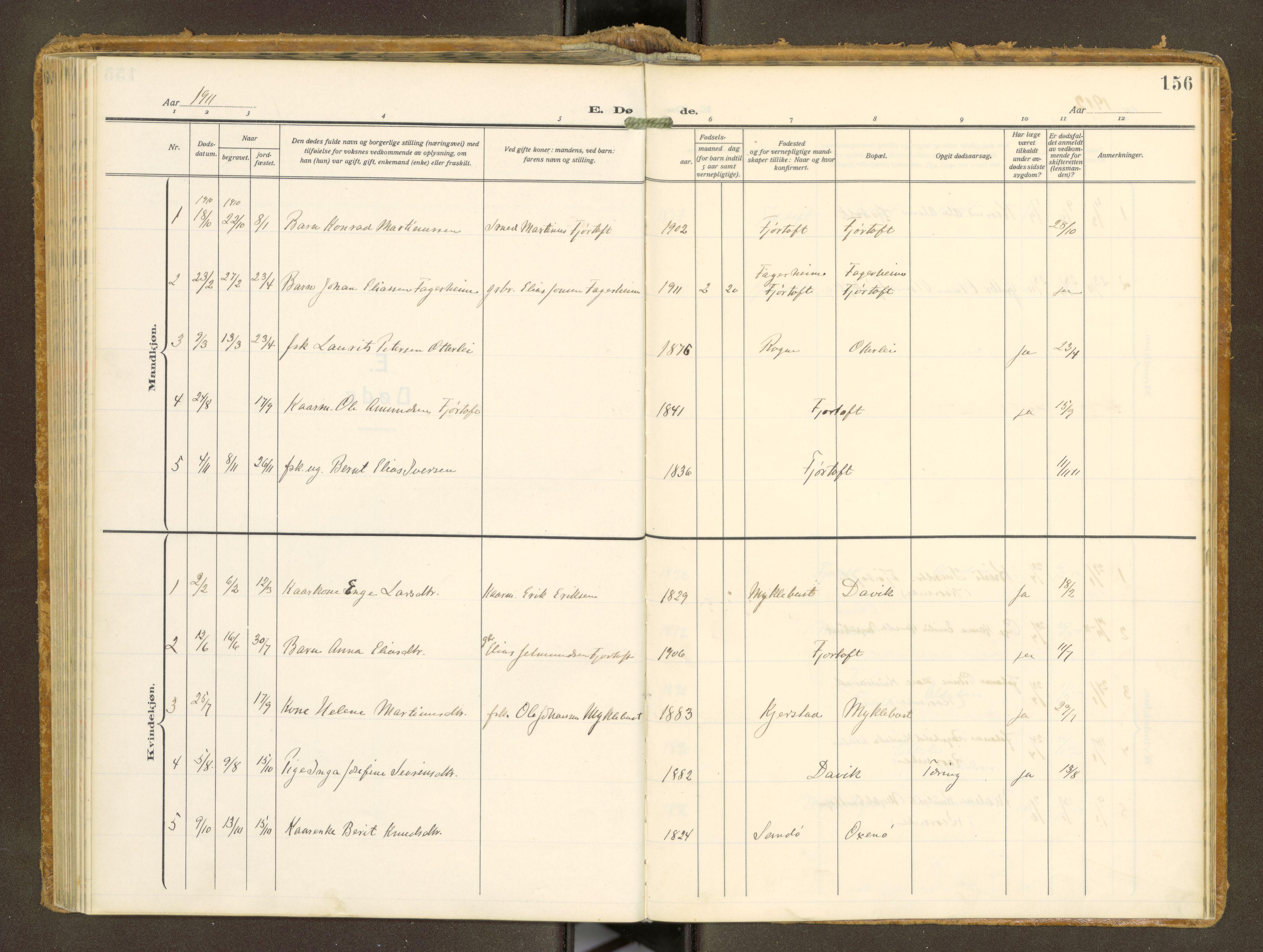 Ministerialprotokoller, klokkerbøker og fødselsregistre - Møre og Romsdal, AV/SAT-A-1454/538/L0528: Parish register (official) no. 538A--, 1911-1935, p. 156