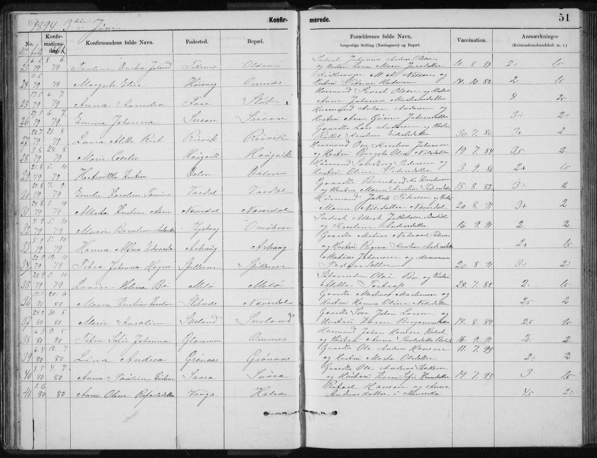 Ministerialprotokoller, klokkerbøker og fødselsregistre - Nordland, SAT/A-1459/843/L0637: Parish register (copy) no. 843C06, 1884-1908, p. 51