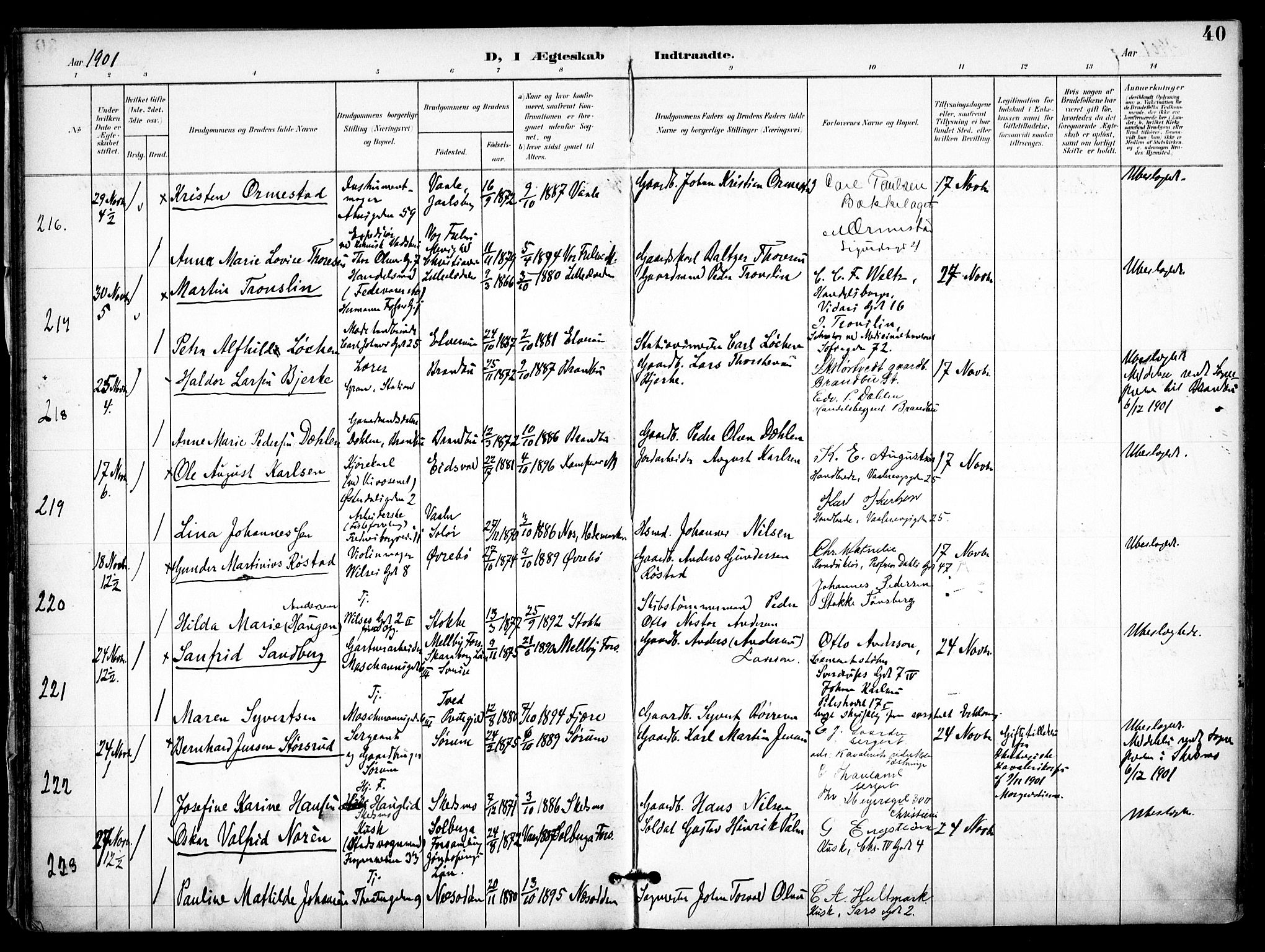 Trefoldighet prestekontor Kirkebøker, AV/SAO-A-10882/F/Fc/L0005: Parish register (official) no. III 5, 1900-1908, p. 40
