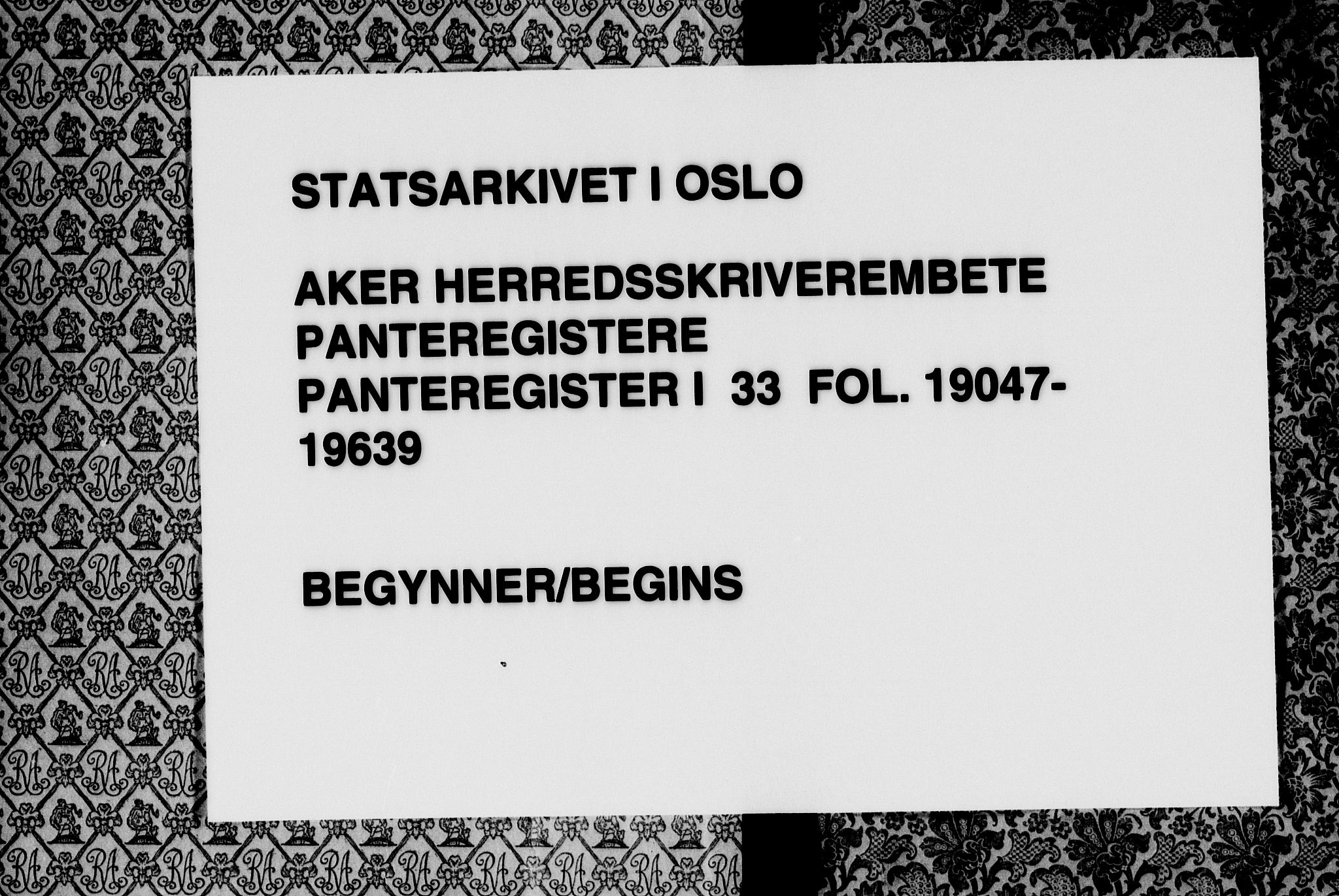 Aker herredsskriveri, SAO/A-10896/G/Ga/Gab/Gaba/L0033: Mortgage register no. I 33, 1914-1950
