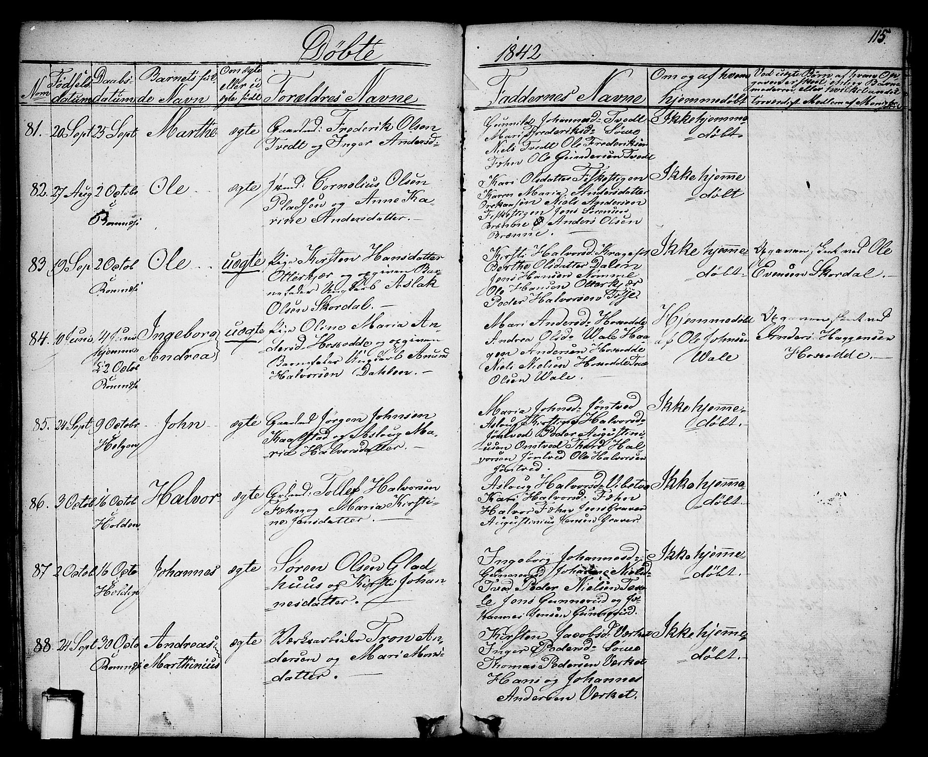 Holla kirkebøker, SAKO/A-272/F/Fa/L0004: Parish register (official) no. 4, 1830-1848, p. 115