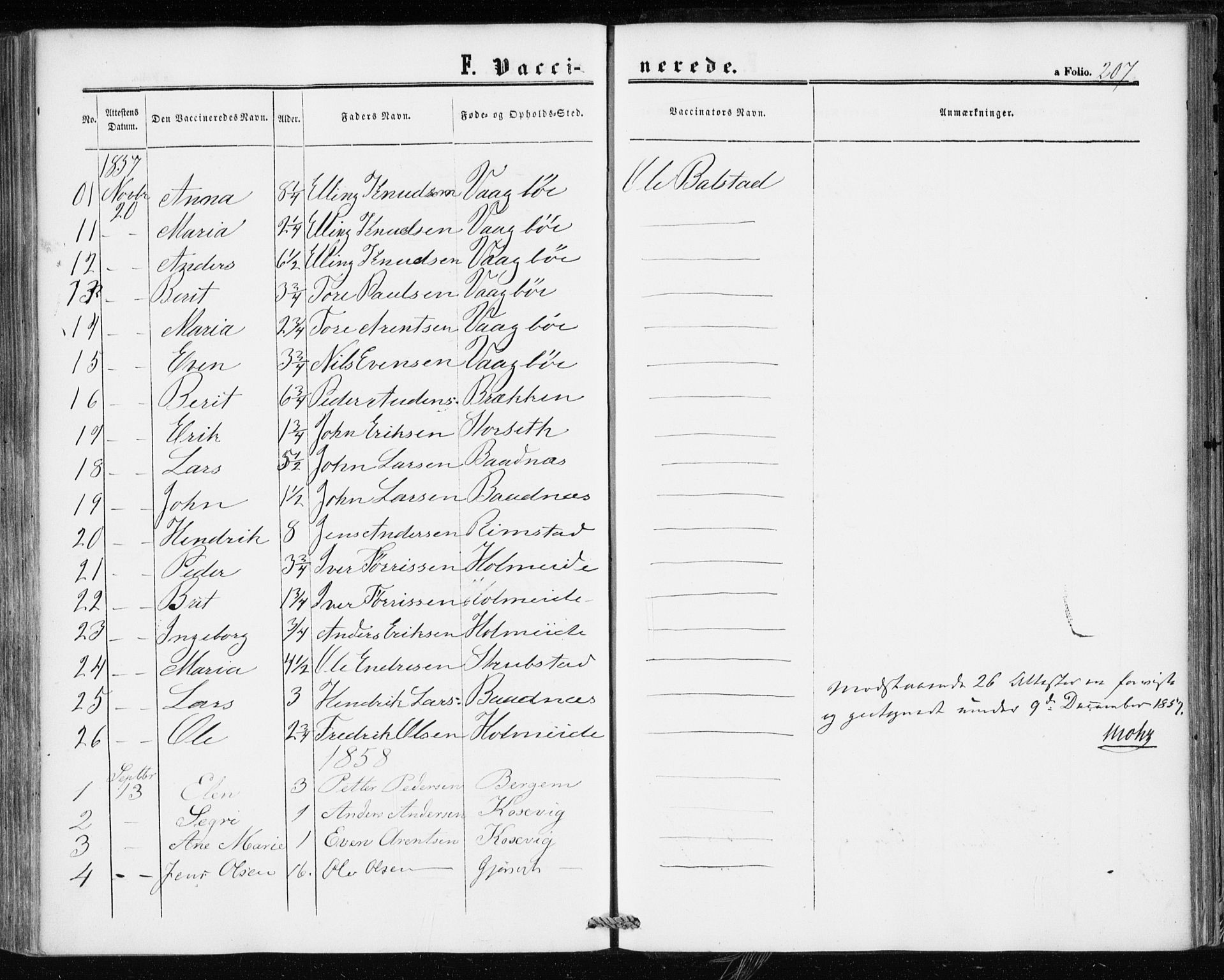 Ministerialprotokoller, klokkerbøker og fødselsregistre - Møre og Romsdal, AV/SAT-A-1454/586/L0985: Parish register (official) no. 586A11, 1857-1866, p. 207