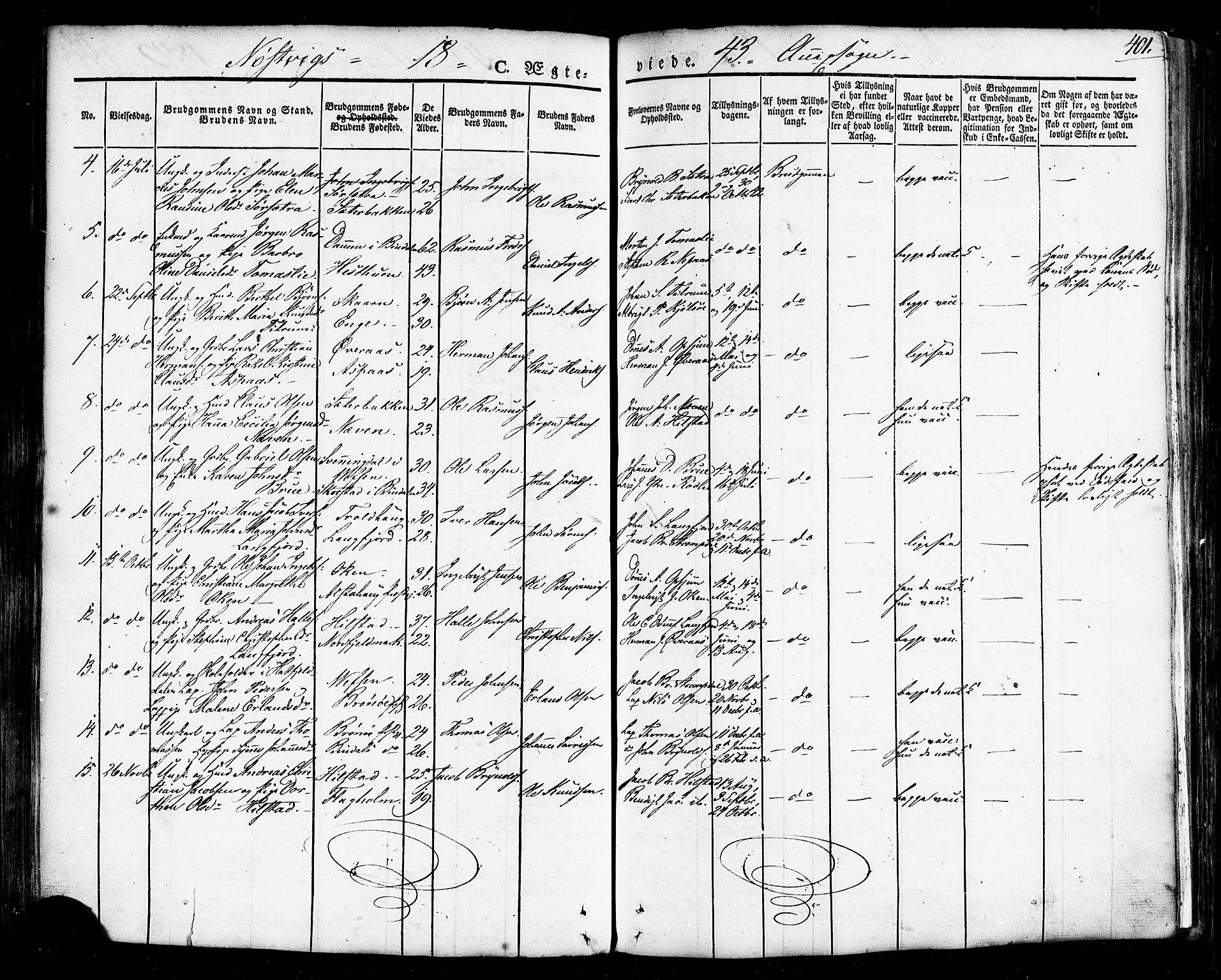Ministerialprotokoller, klokkerbøker og fødselsregistre - Nordland, SAT/A-1459/814/L0224: Parish register (official) no. 814A05, 1834-1874, p. 401