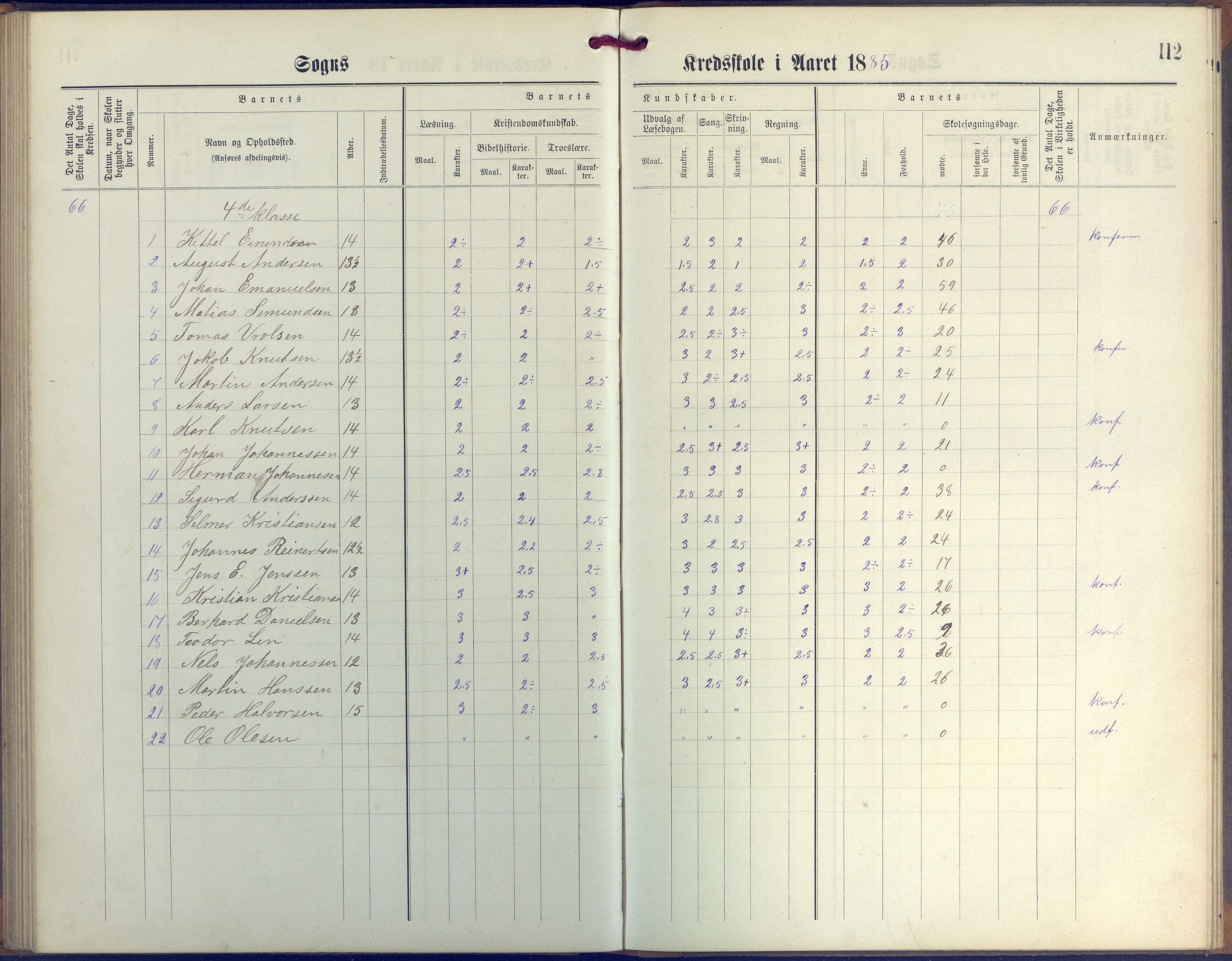 Øyestad kommune frem til 1979, AAKS/KA0920-PK/06/06G/L0003: Skoleprotokoll, 1877-1889, p. 112