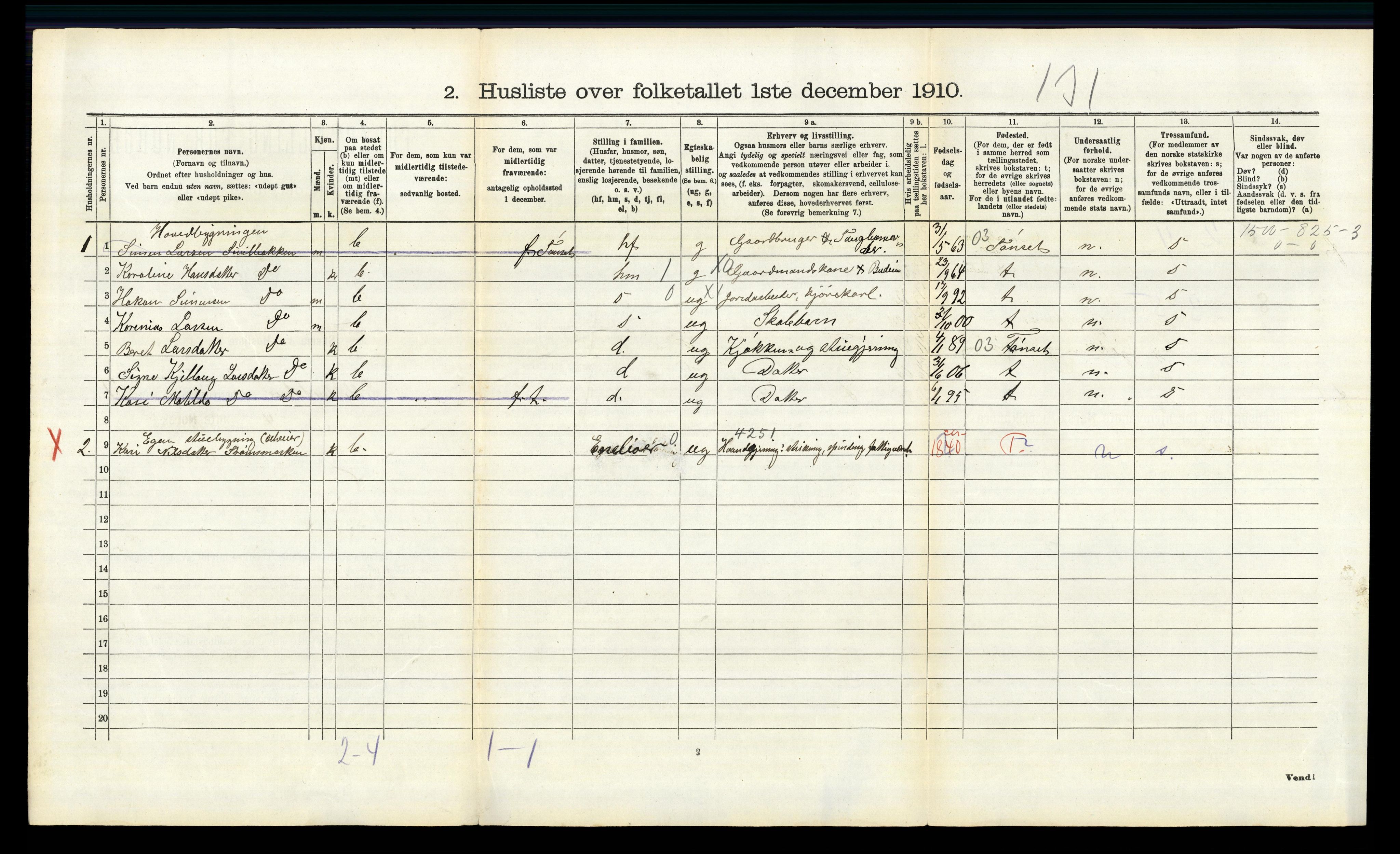 RA, 1910 census for Lille Elvedalen, 1910, p. 568