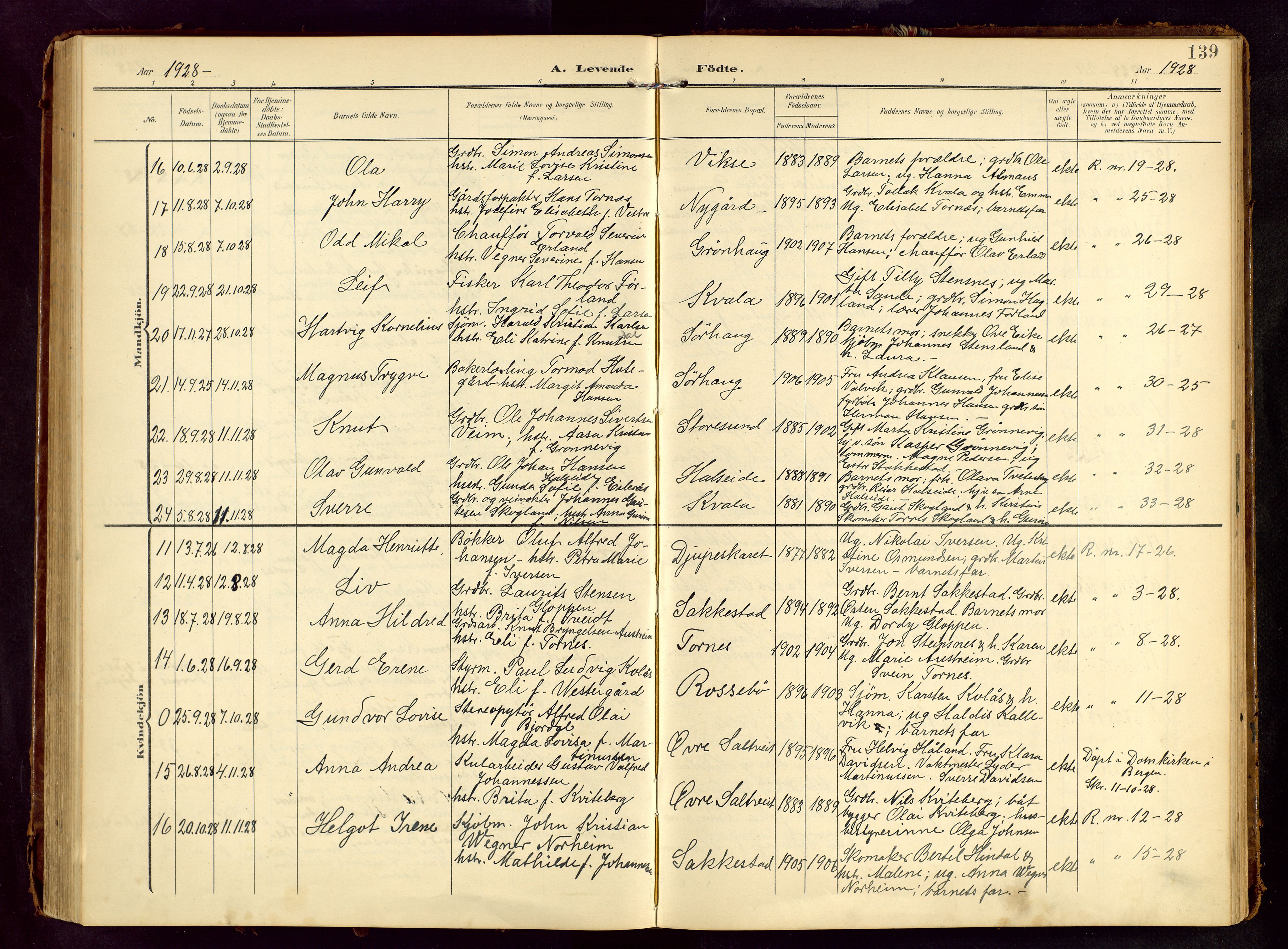 Haugesund sokneprestkontor, SAST/A -101863/H/Ha/Hab/L0006: Parish register (copy) no. B 6, 1906-1944, p. 139