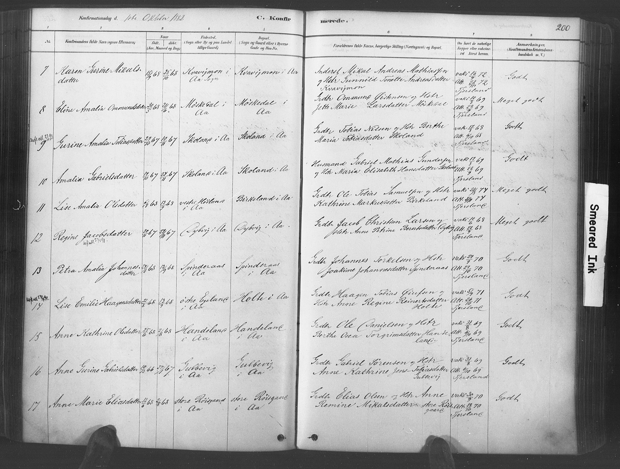 Lyngdal sokneprestkontor, AV/SAK-1111-0029/F/Fa/Fac/L0011: Parish register (official) no. A 11, 1878-1893, p. 200