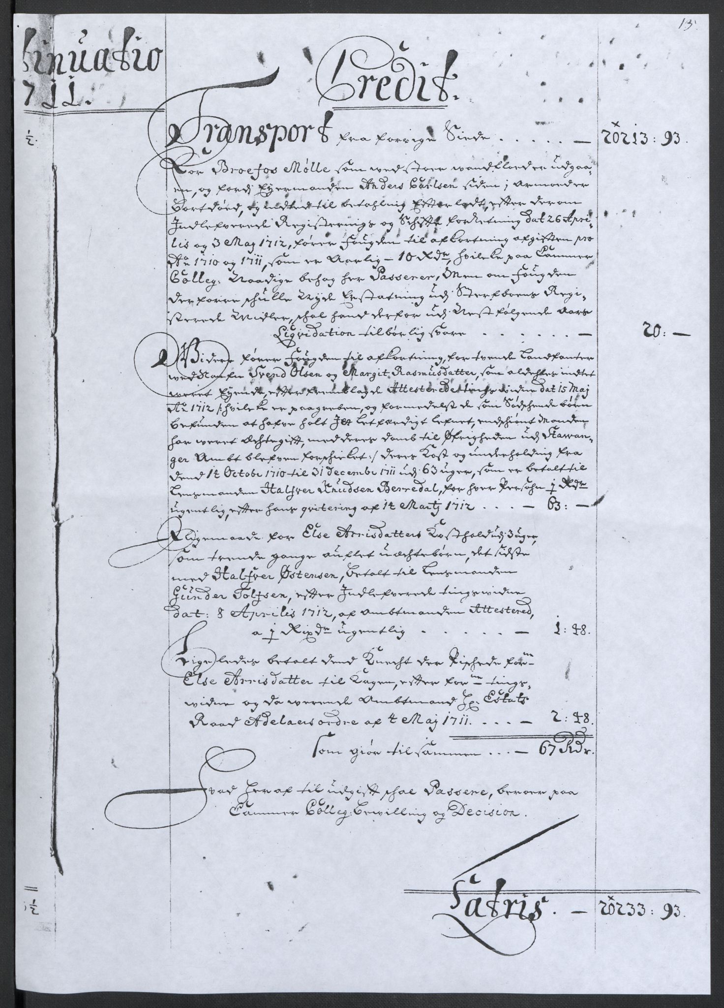 Rentekammeret inntil 1814, Reviderte regnskaper, Fogderegnskap, AV/RA-EA-4092/R36/L2120: Fogderegnskap Øvre og Nedre Telemark og Bamble, 1711, p. 16