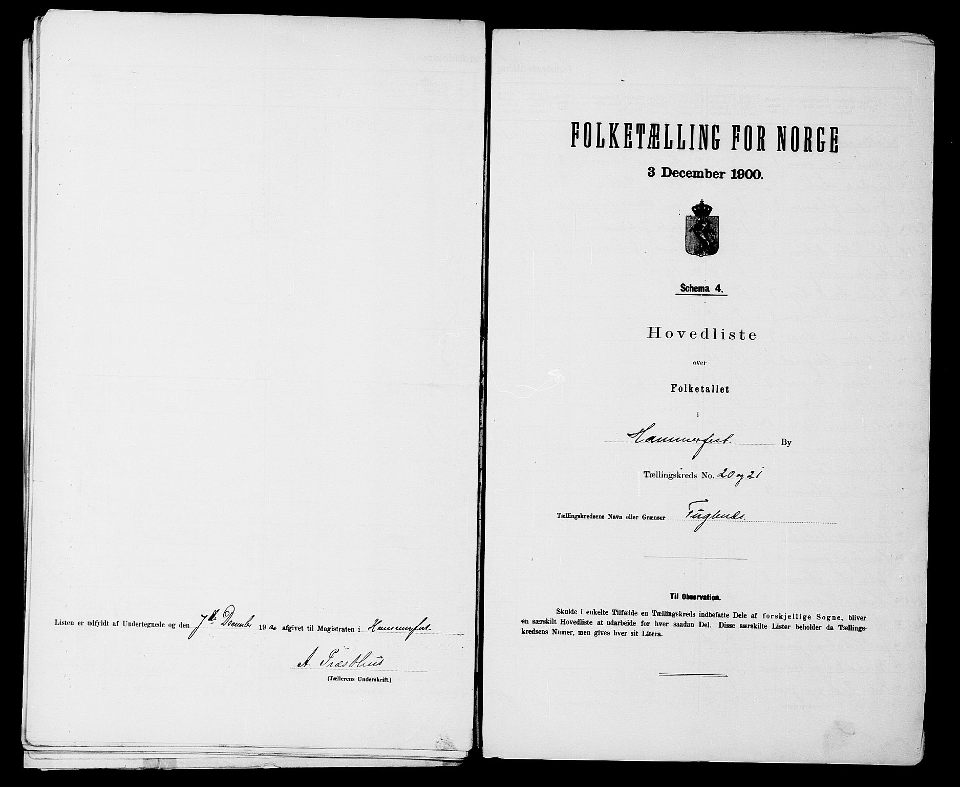 SATØ, 1900 census for Hammerfest, 1900, p. 21