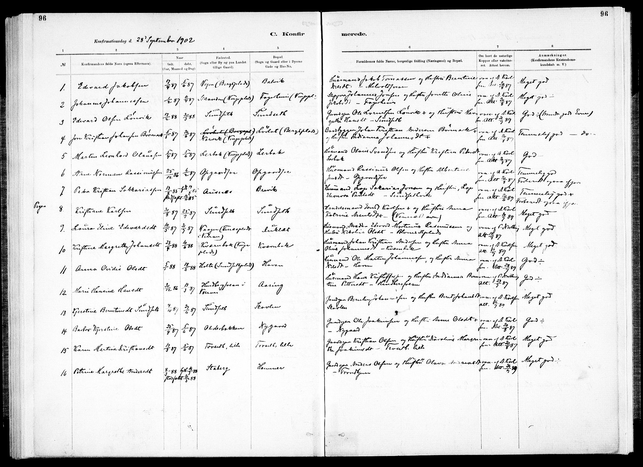 Ministerialprotokoller, klokkerbøker og fødselsregistre - Nord-Trøndelag, SAT/A-1458/733/L0325: Parish register (official) no. 733A04, 1884-1908, p. 96